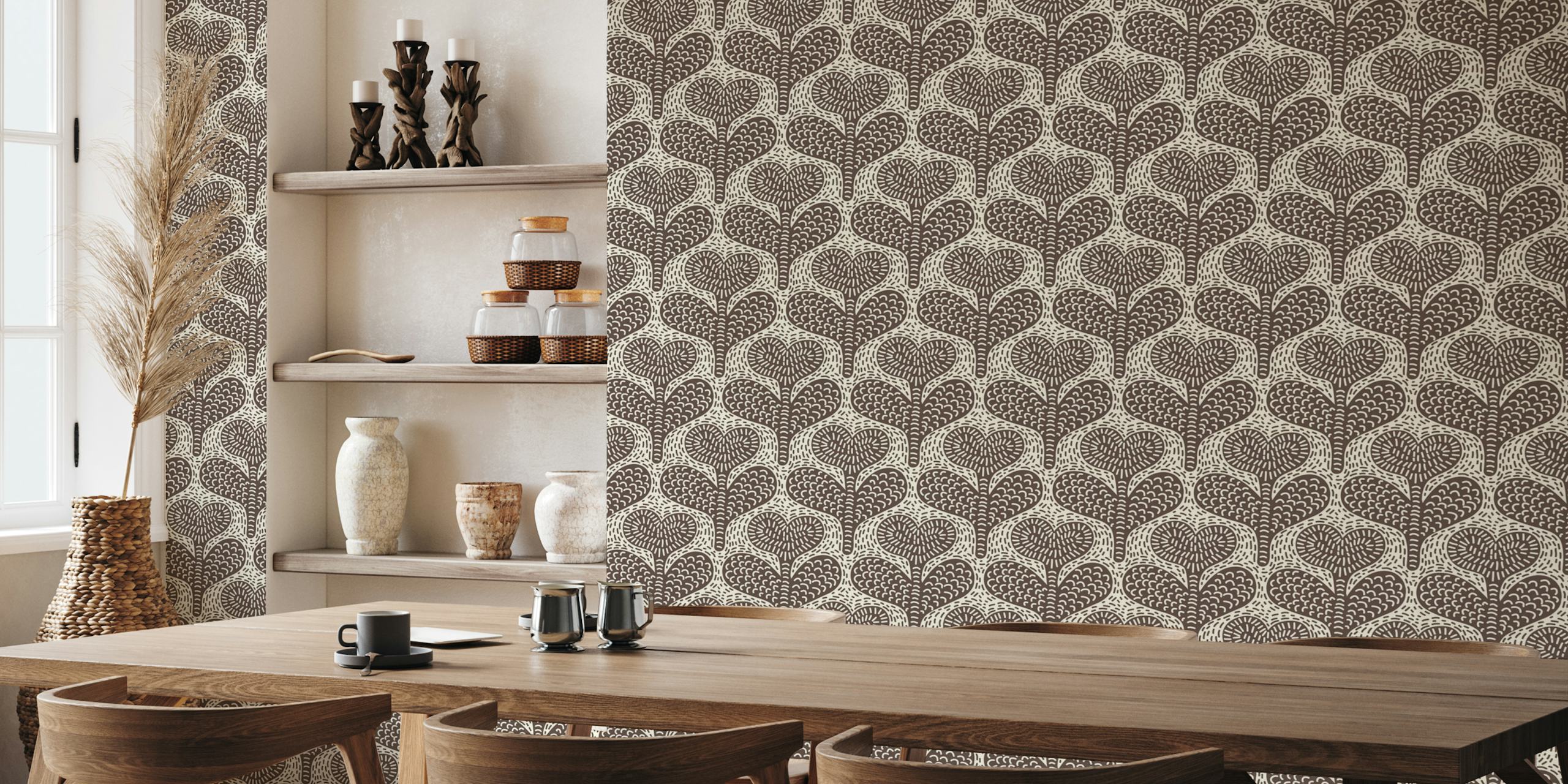 Doodle Heart Flowers wallpaper in a room