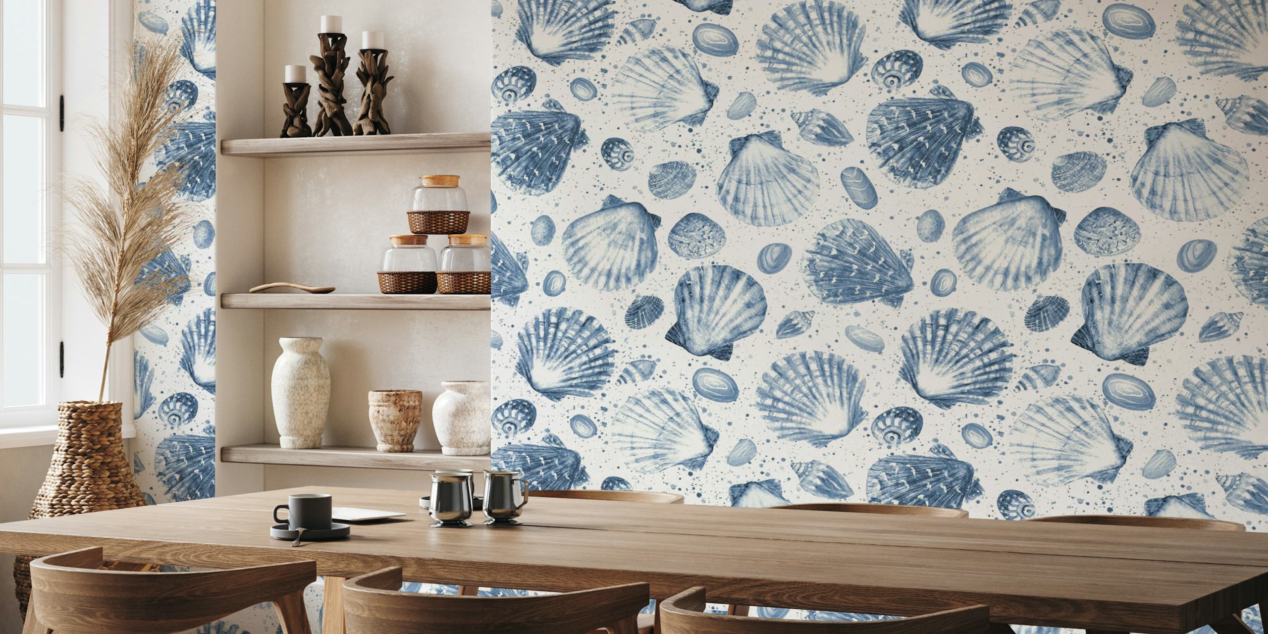 Papel pintado Watercolor Seashells en una habitación