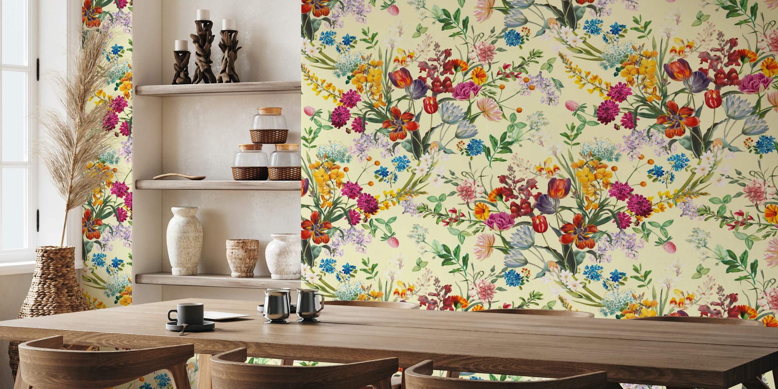 Mystic Blooms floral wallpaper in a room