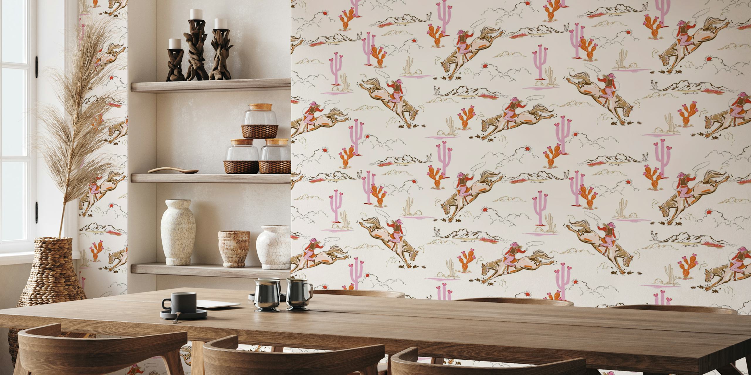 Cowgirl Rodeo wallpaper design in a room