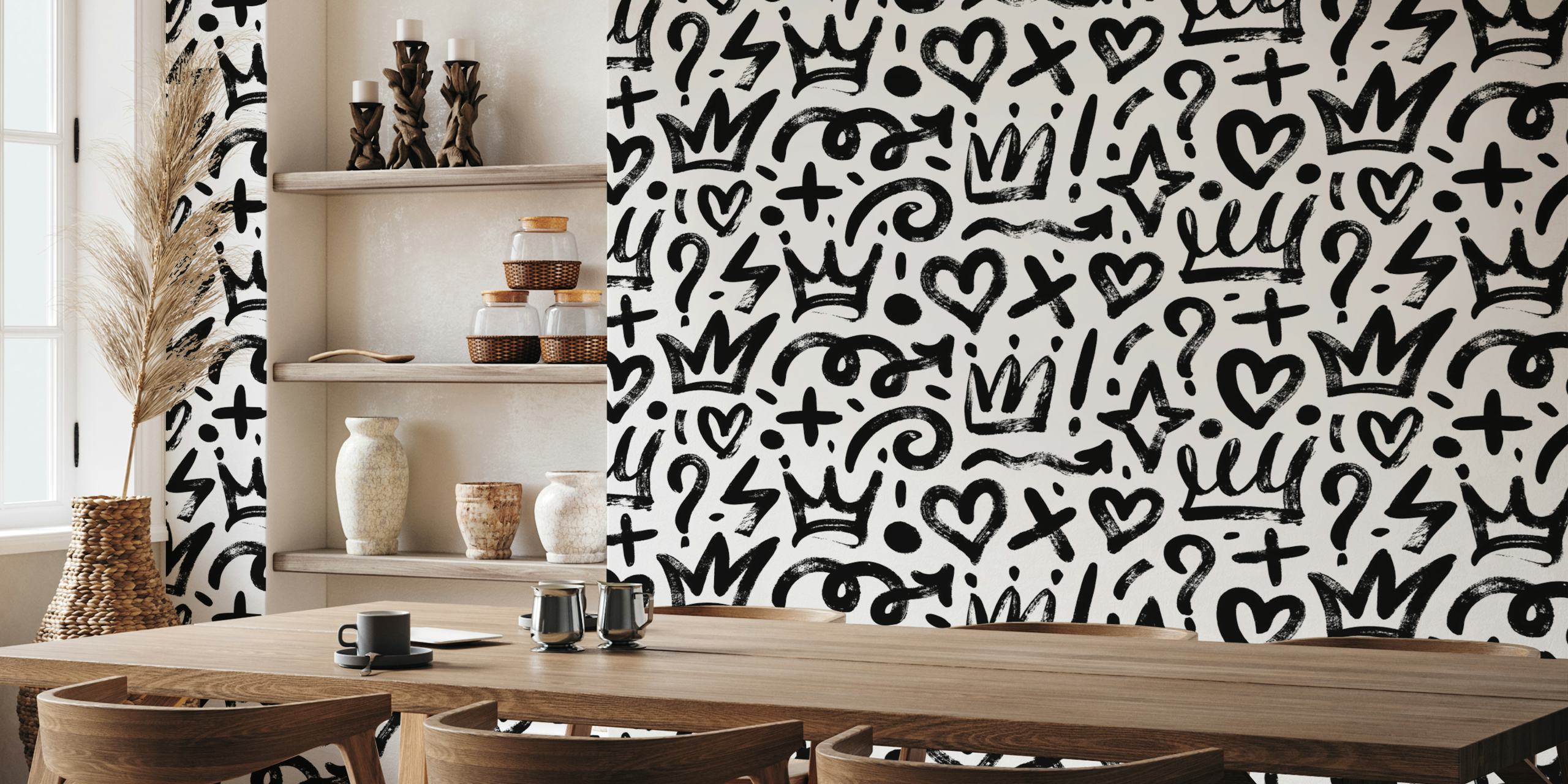 Papel tapiz Graffiti Doodles en un ambiente de habitación