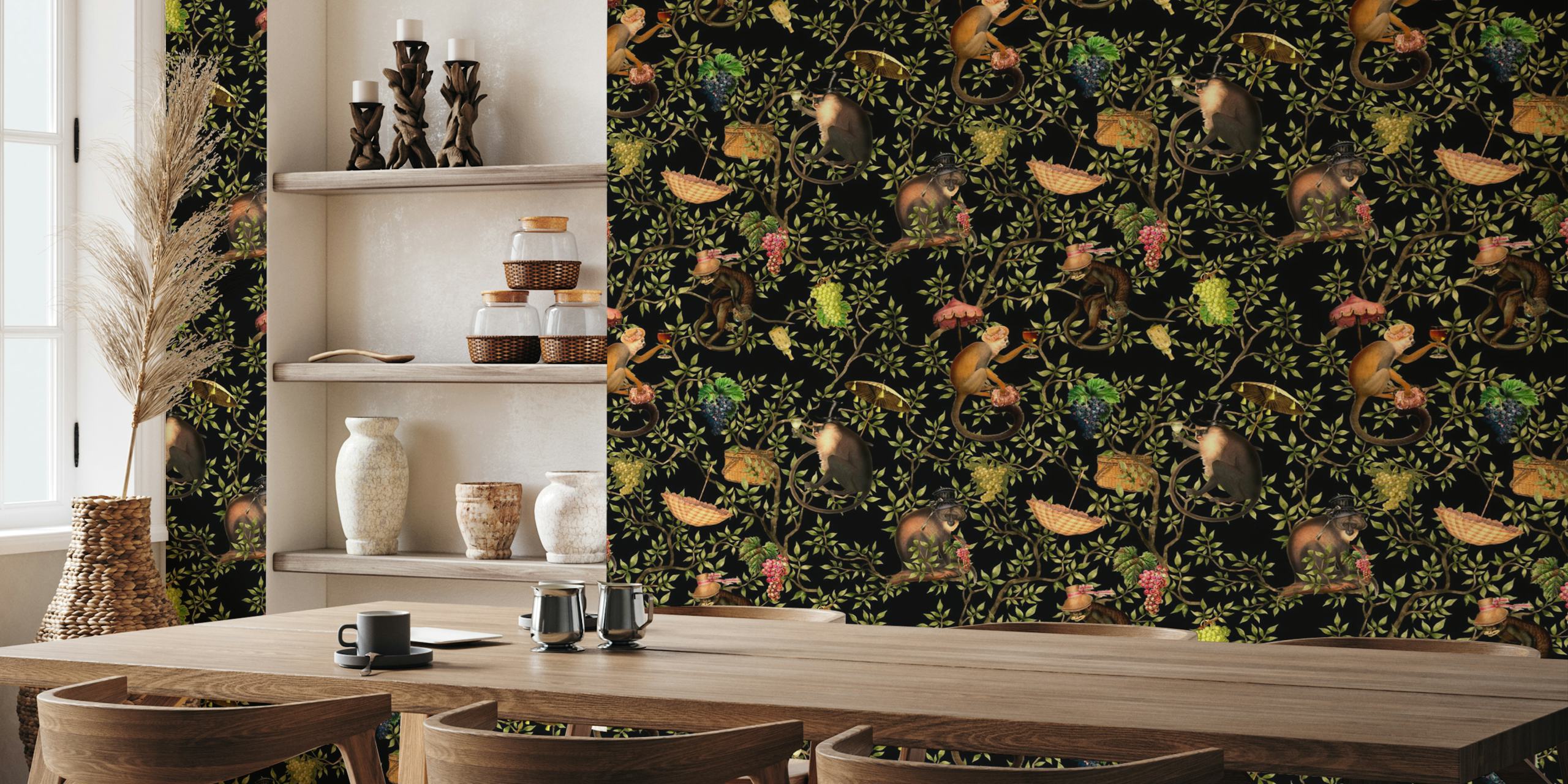 Monkeys Antique Garden Party wallpaper in room