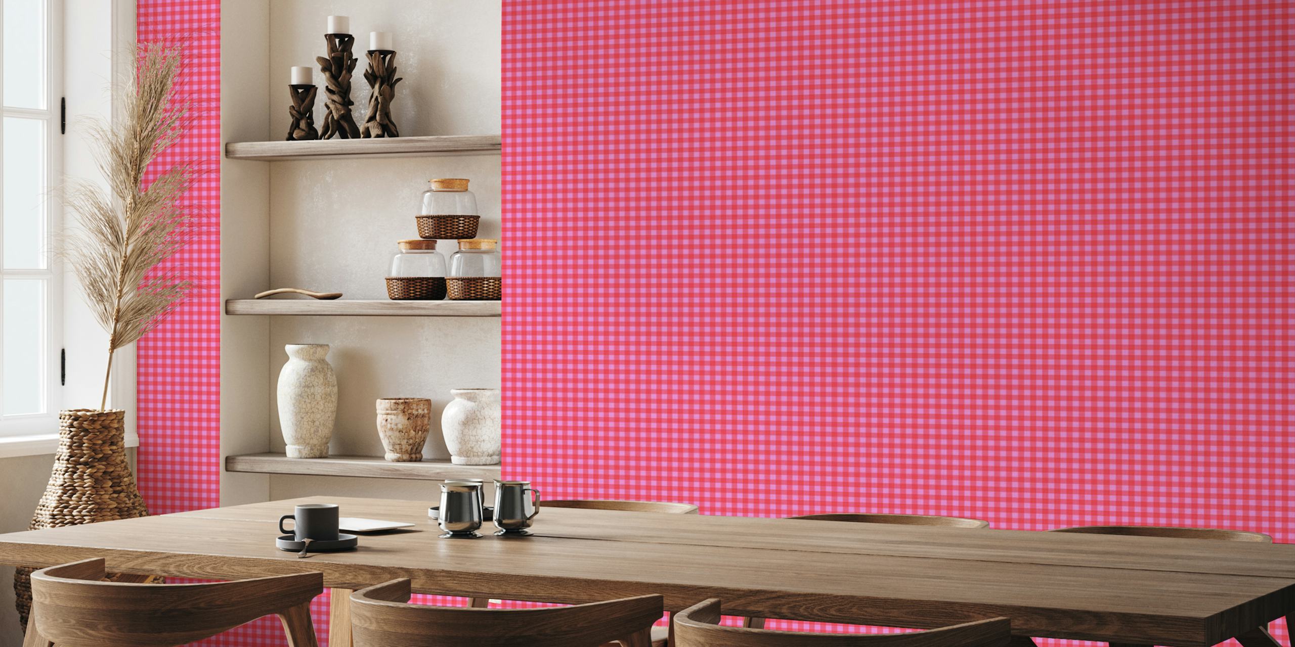 Pink and light pink checkerboard pattern wallpaper