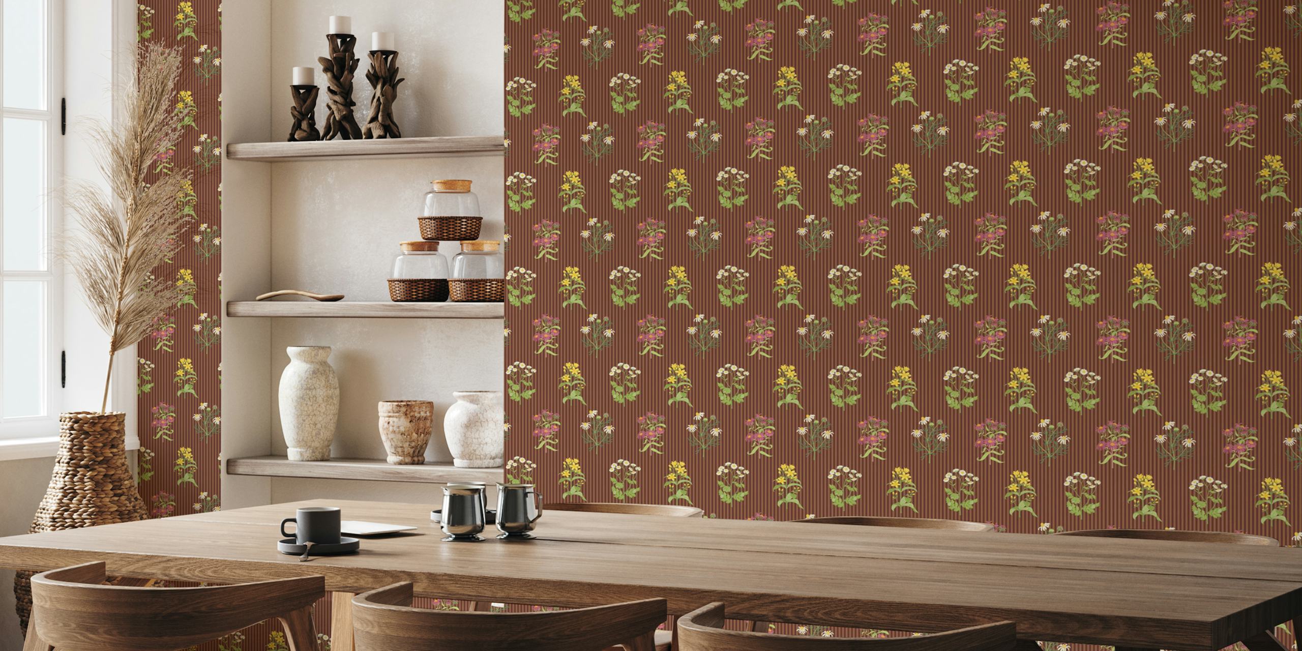 Striped Garden Elegance papel de parede em um quarto