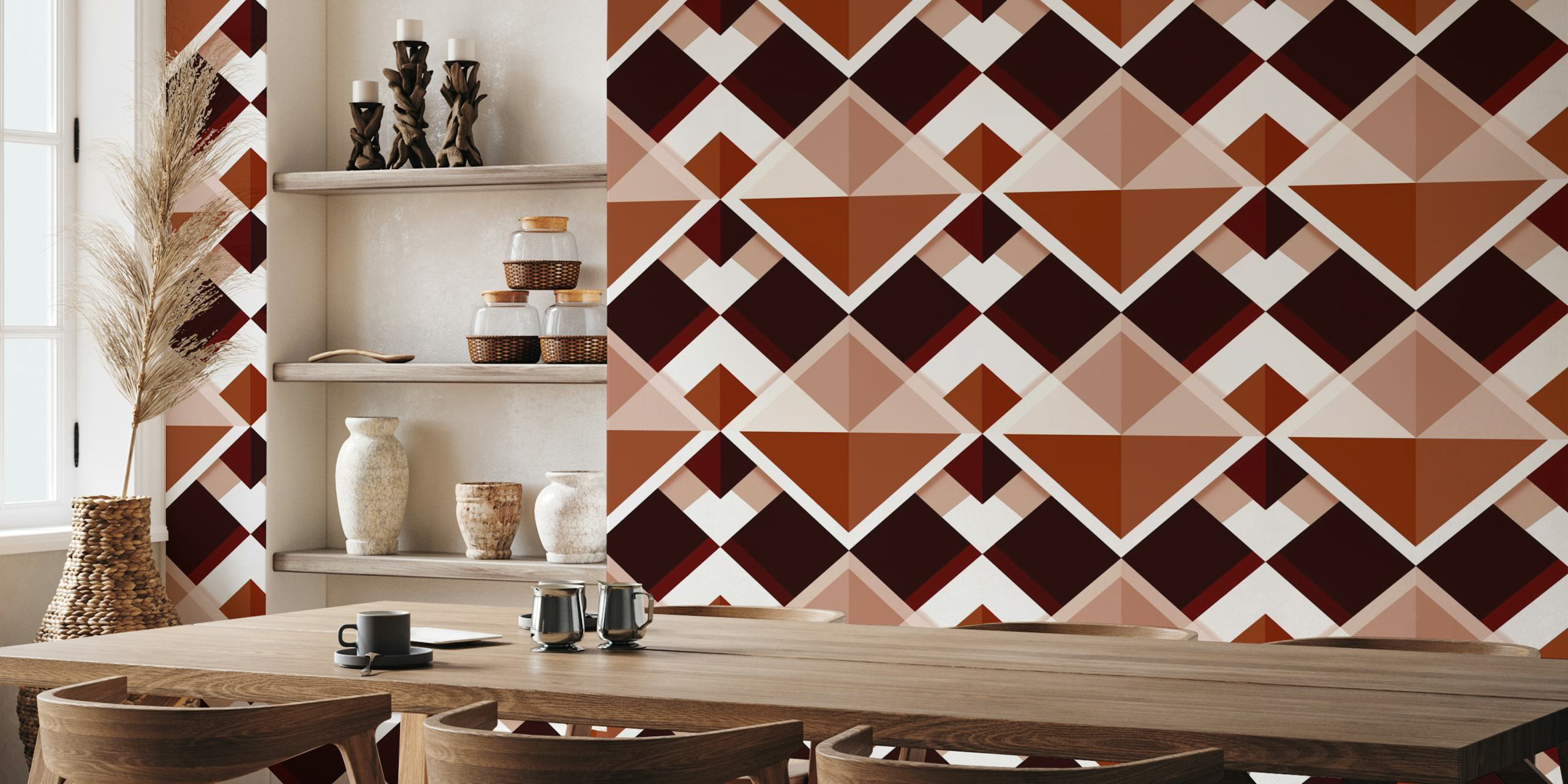 Modern Terracotta Design Tapete in einem Raum