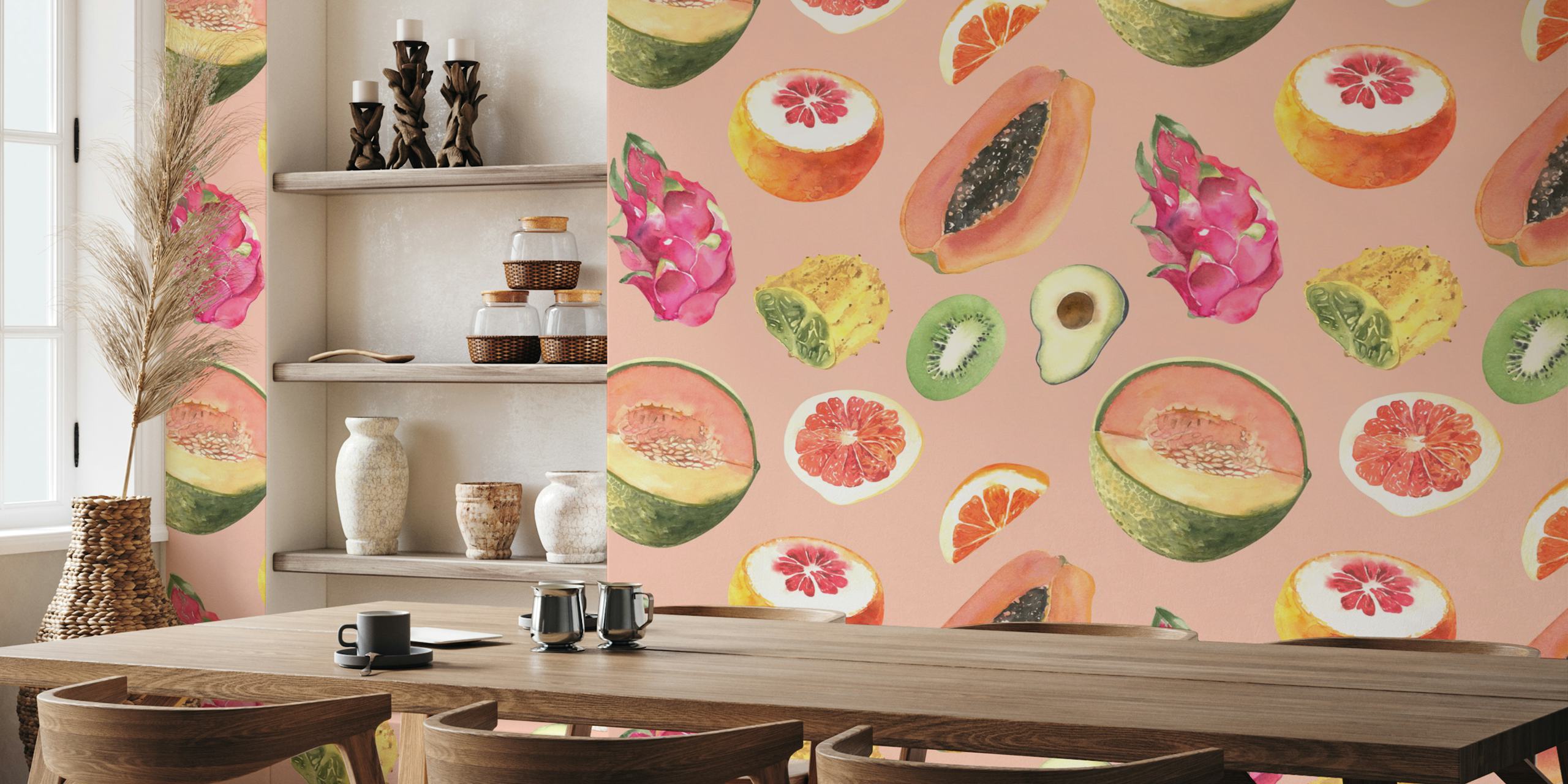 Vibrant Watercolor Fruits ταπετσαρία σε ένα δωμάτιο