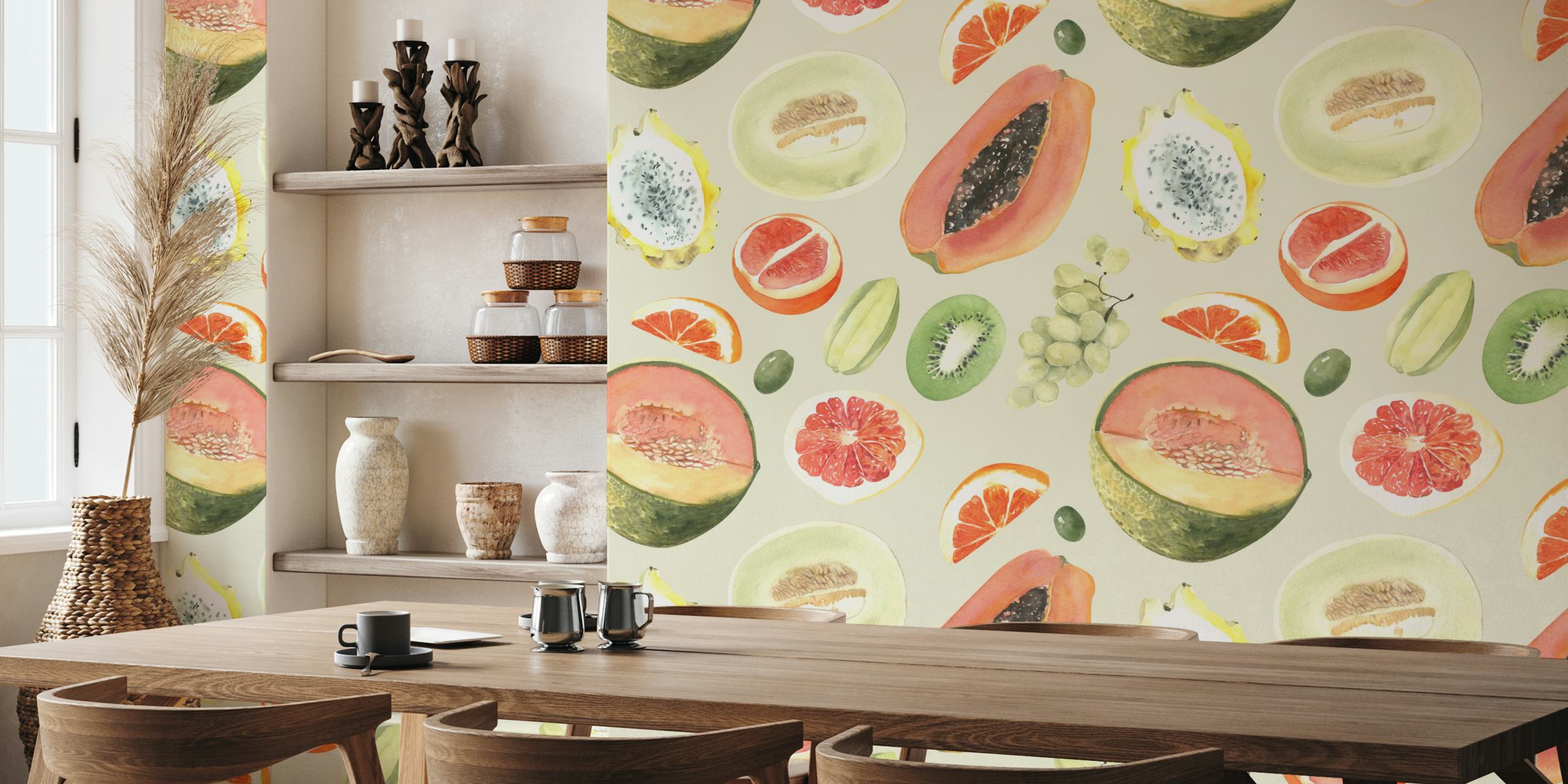 Juicy Tropical Fruits Seamless Design σε ένα δωμάτιο