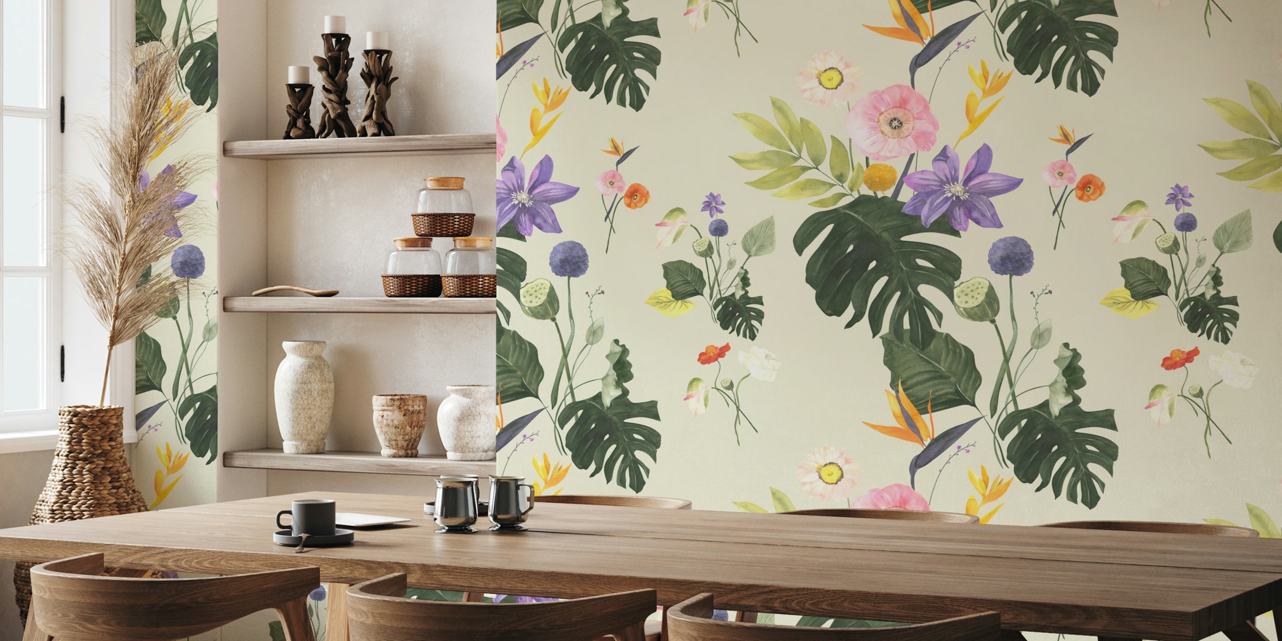 Vibrant Tropical Blooms Pattern huoneessa