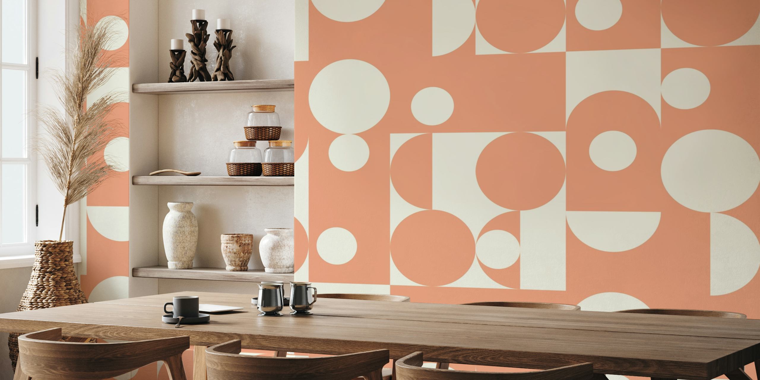 Bauhaus Peachy Circle Dance tapet i et rum