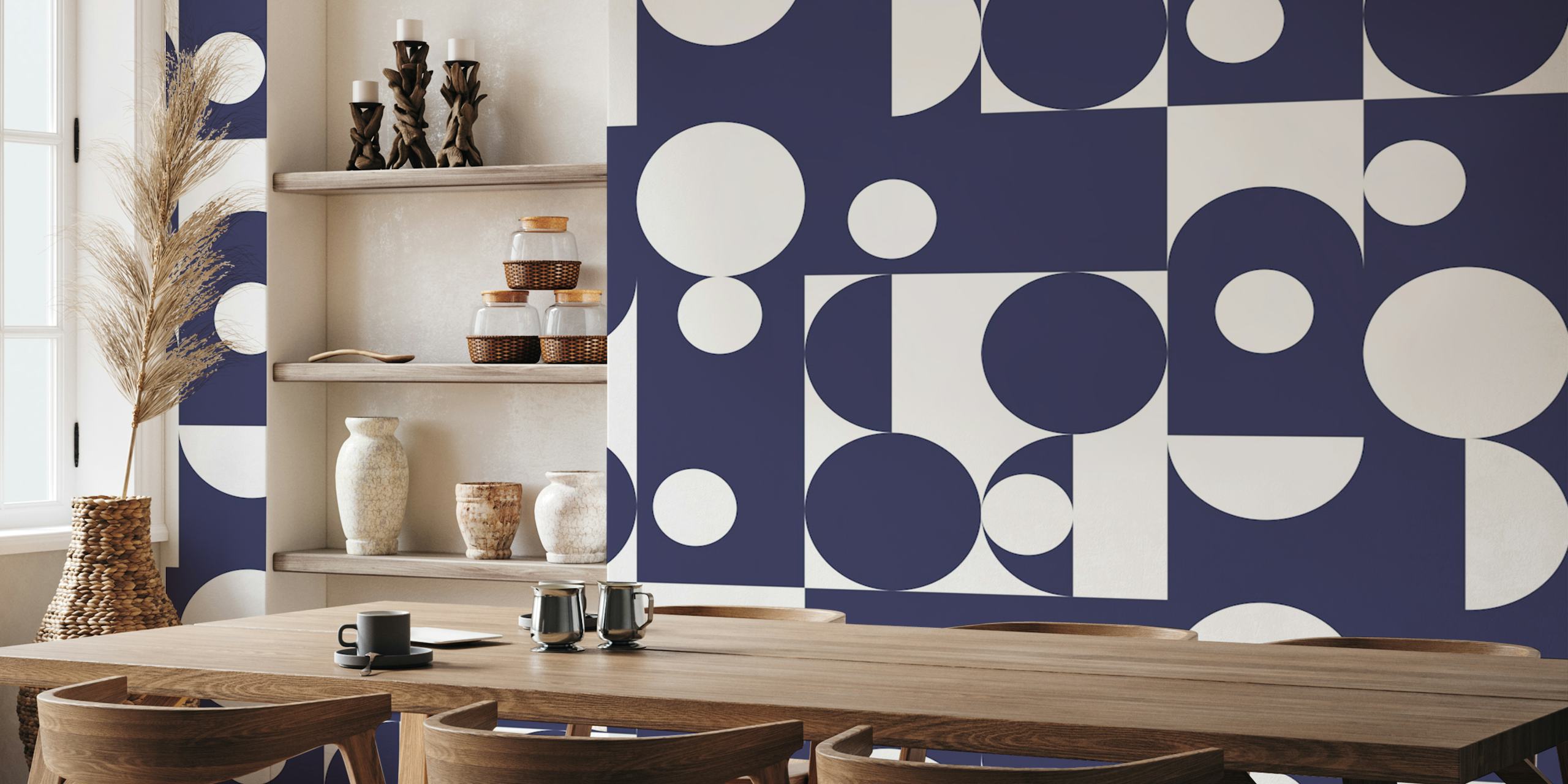 Tapeta Bauhaus Geometric Blue Fusion u sobi