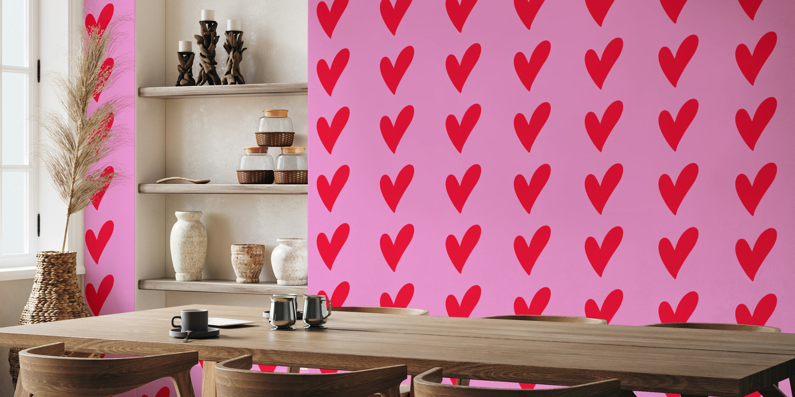 Cute red hearts Tapete in einem Raum