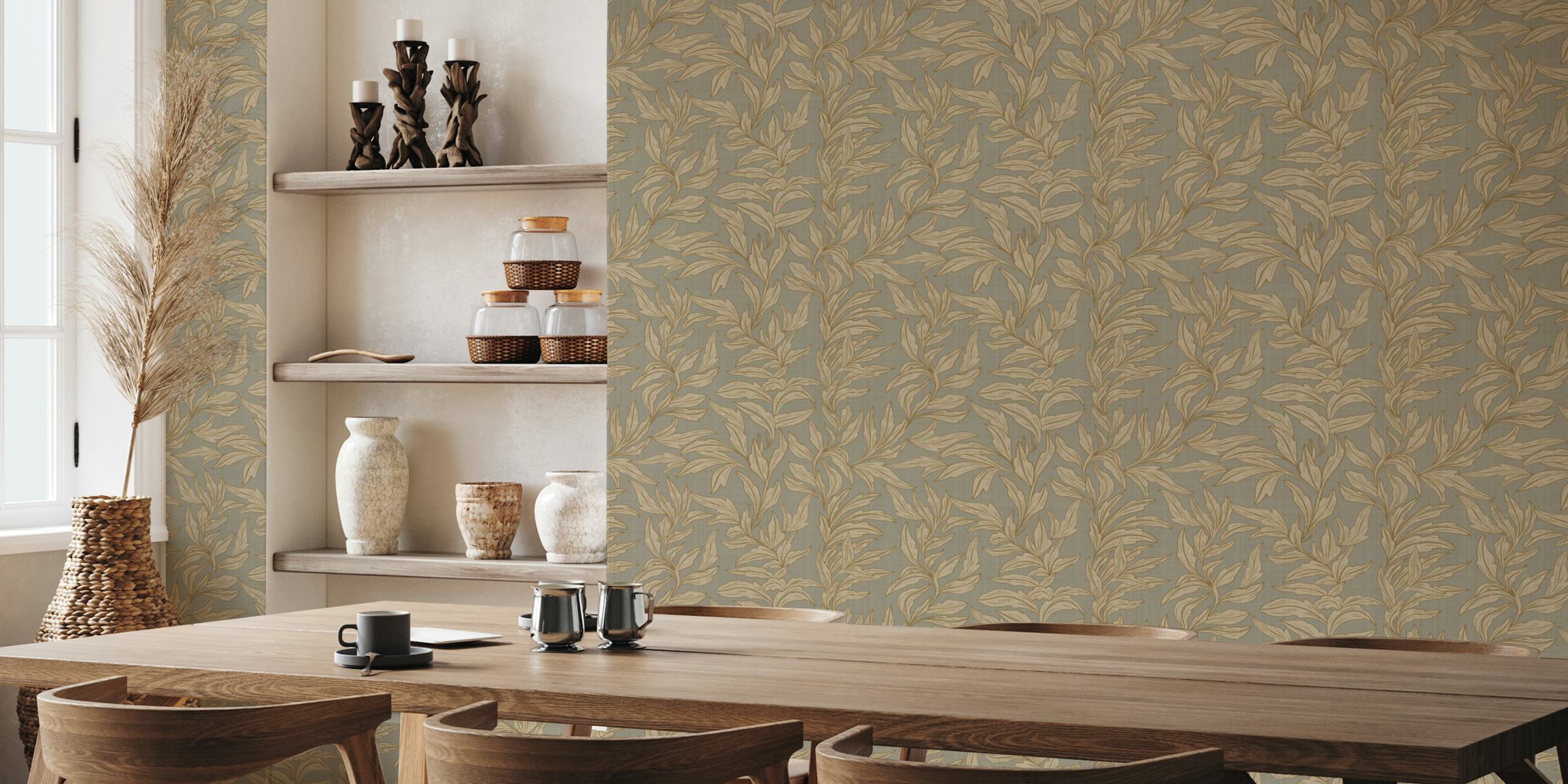 Botanical Leaf Design tapet i ett rum
