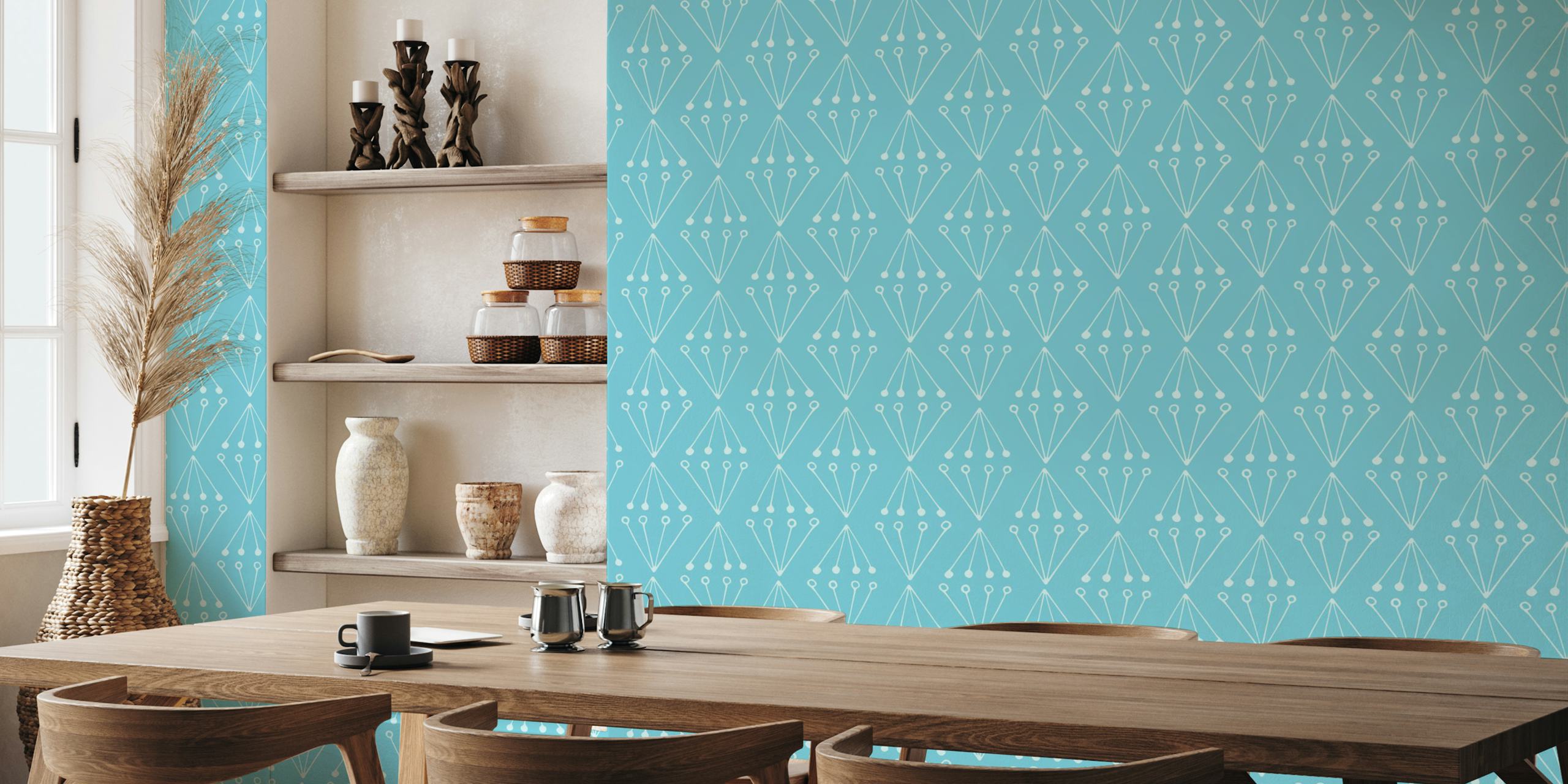 Abstract Modern Geo turquoise tapet i et rum