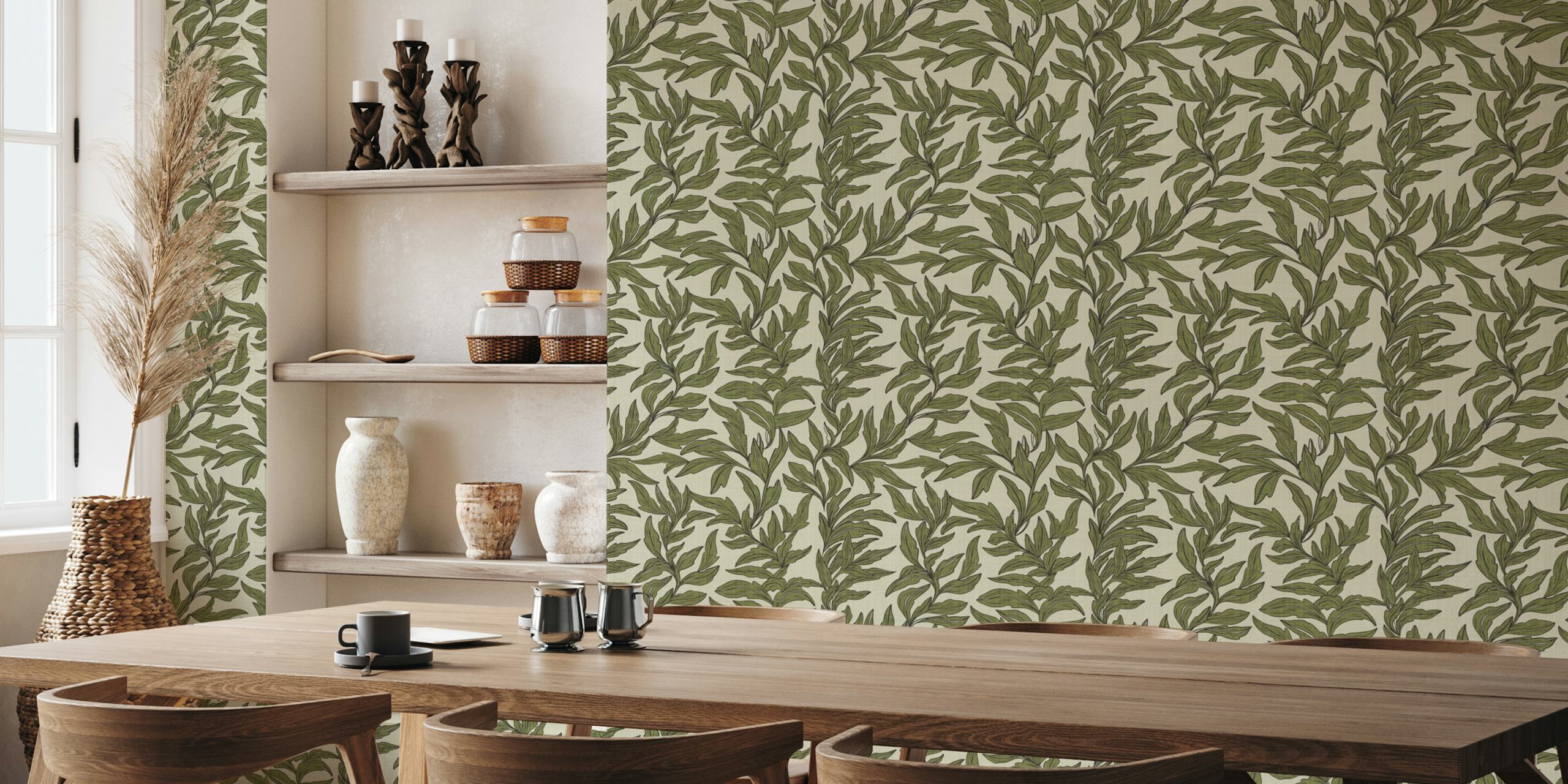 Lush Greenery Delight behang in een kamer