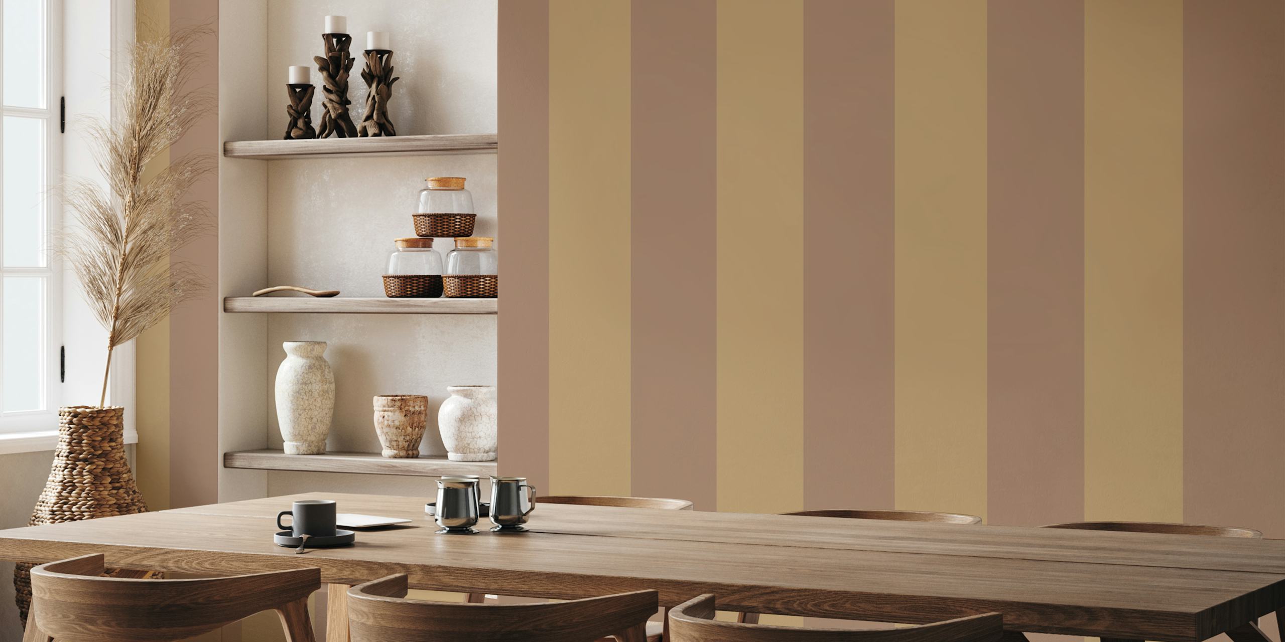 papier peint Coffee Shades Block Stripes dans une pièce