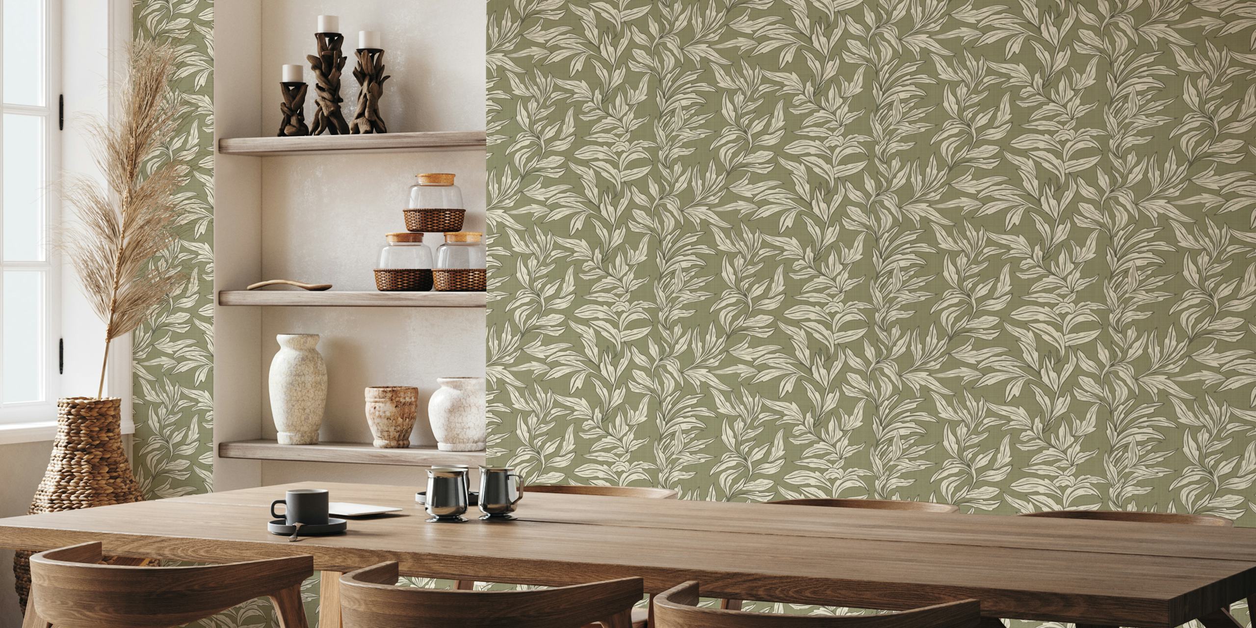 Papel pintado Rustic Leafy Design en una habitación
