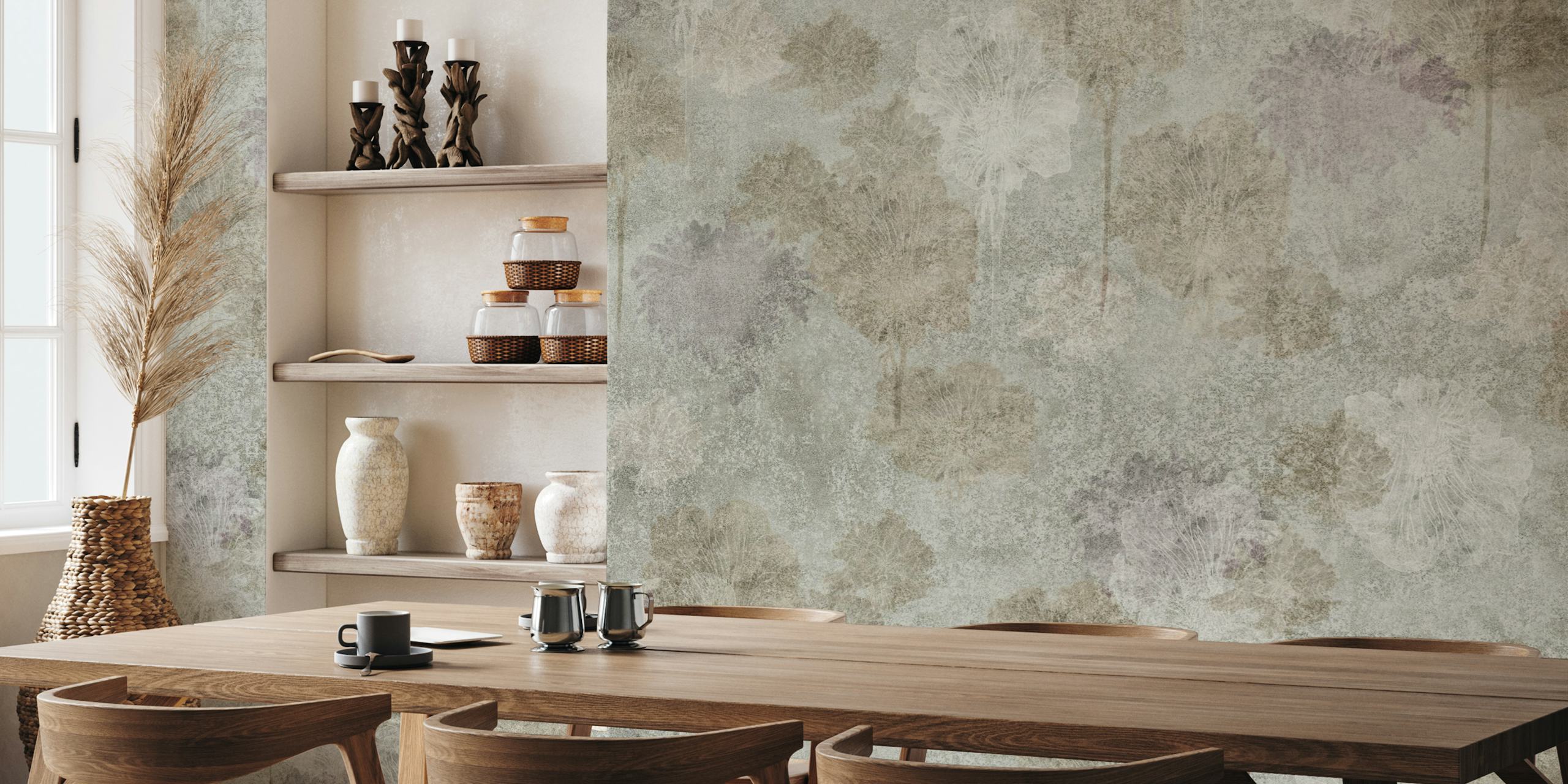 Earthy Leafy Serenity wallpaper in a room setting