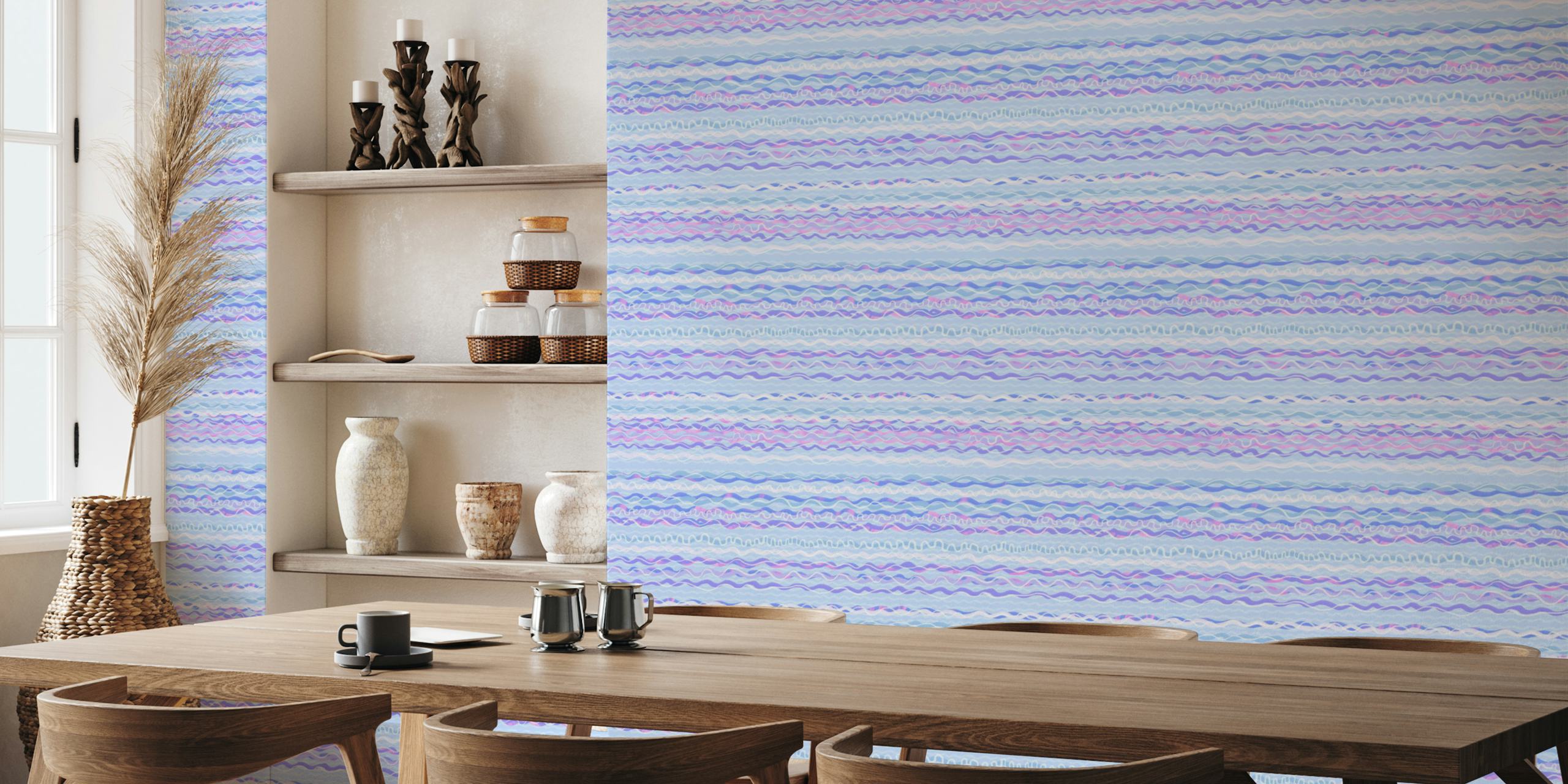 Dizajn tapete Serene Waves in Lavender u sobi
