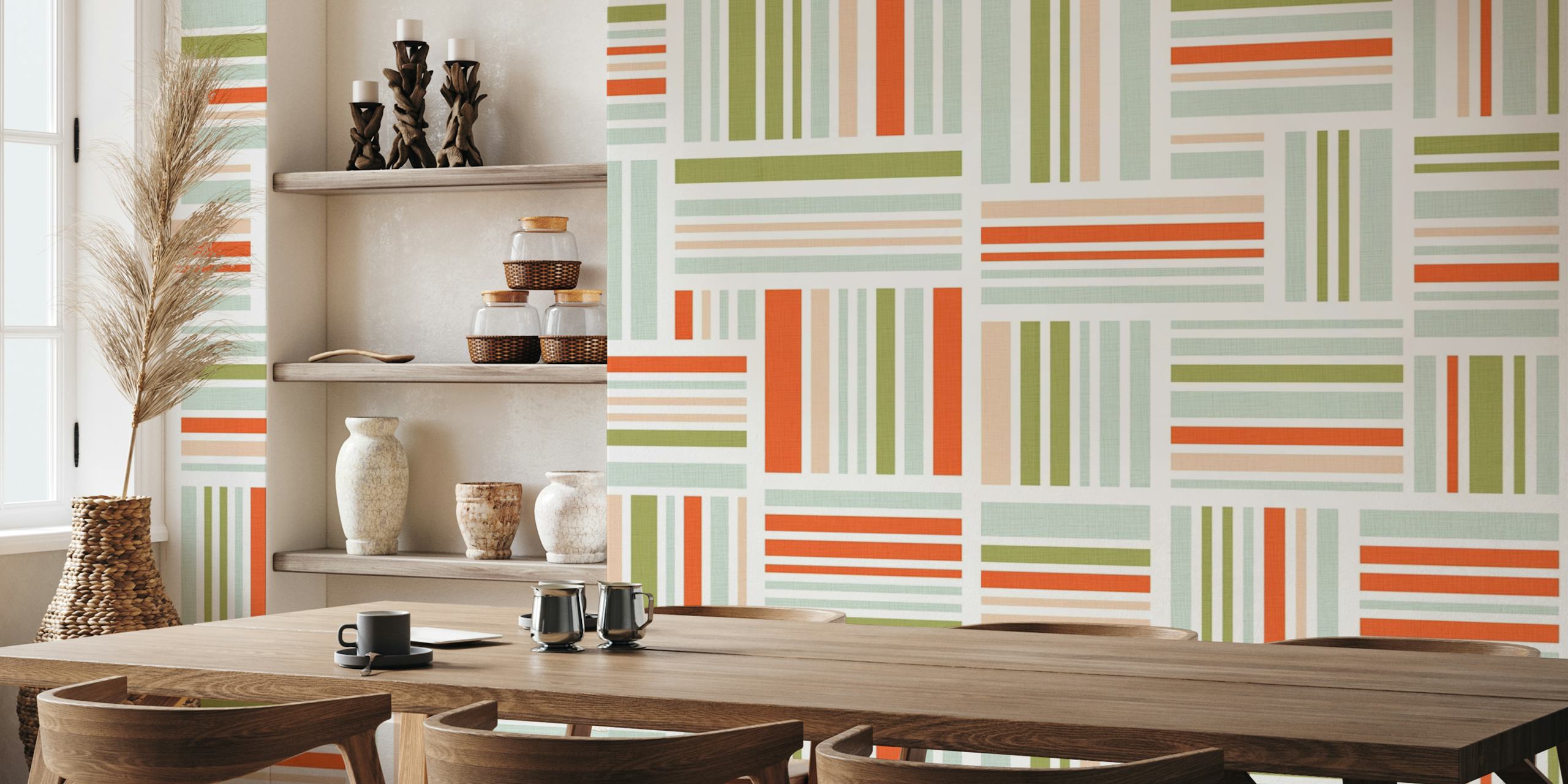 Colorful Line Symphony-Tapete in einem Raum