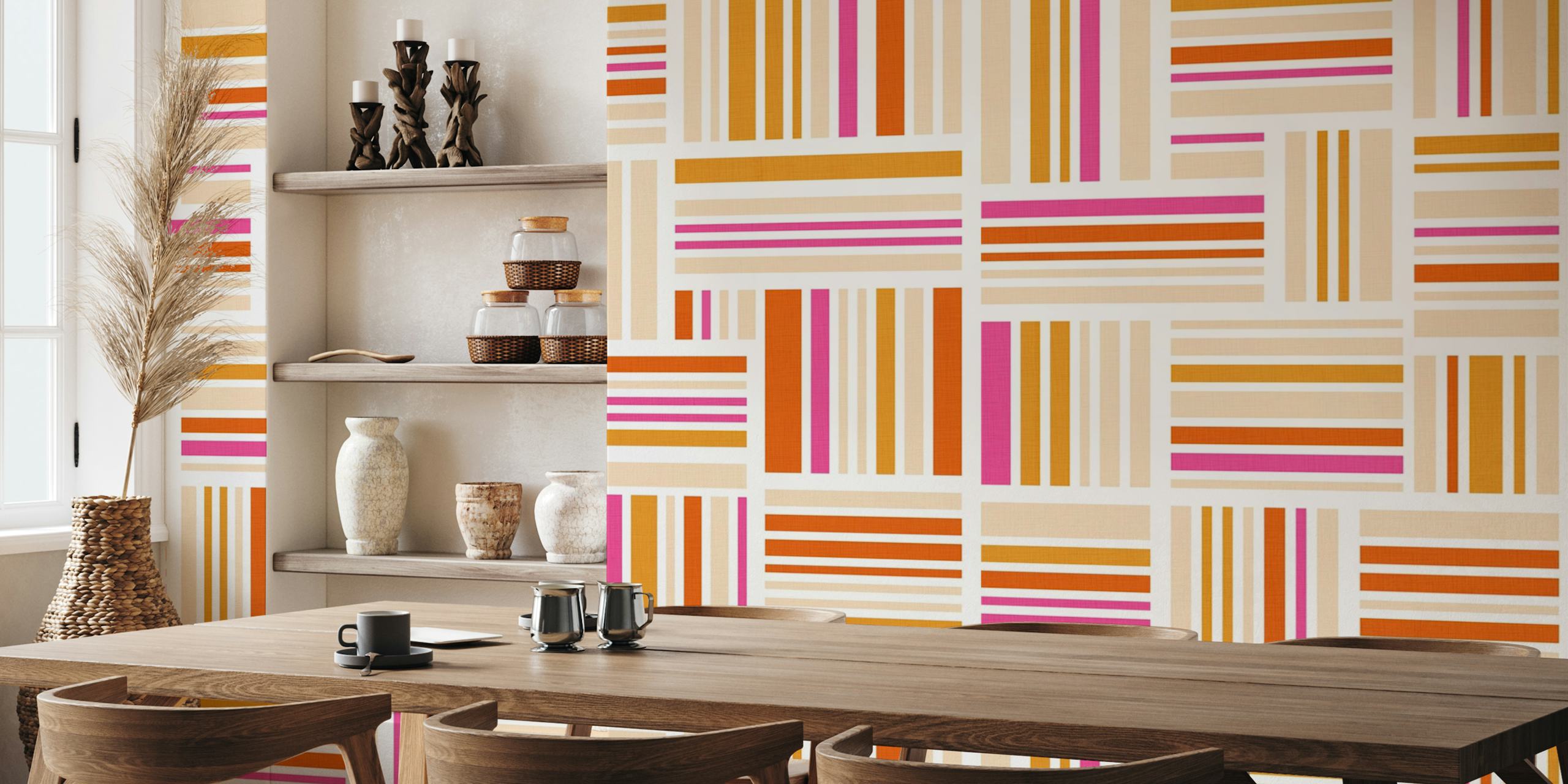 Striped Retro Chic tapetti huoneessa