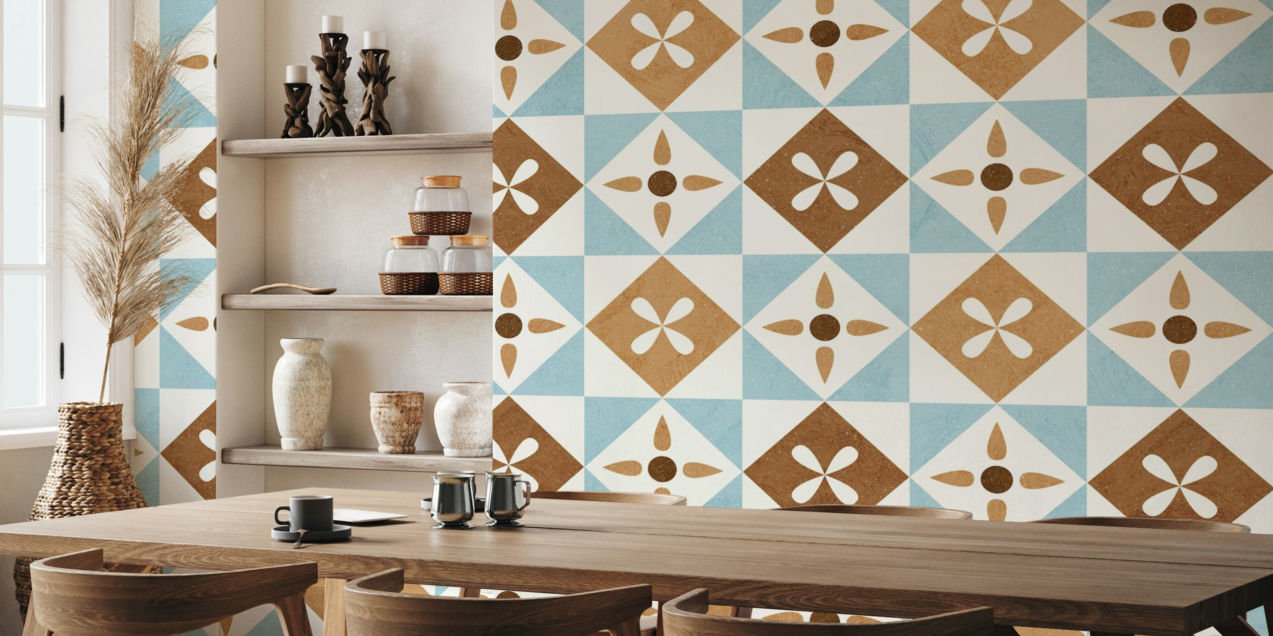 Retro Tile Design wallpaper in a room setting