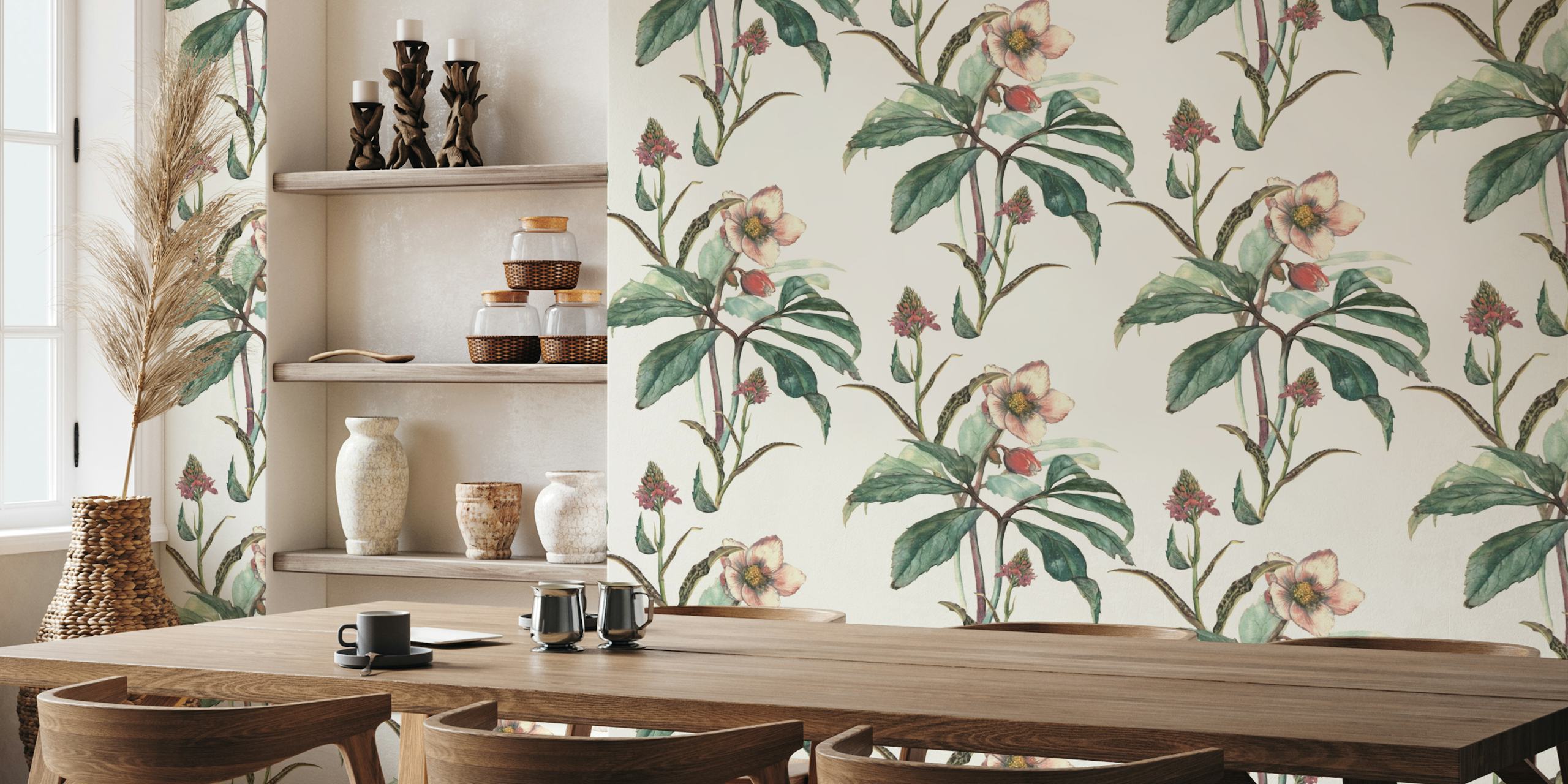 Vintage Botanical Blooms wallpaper design