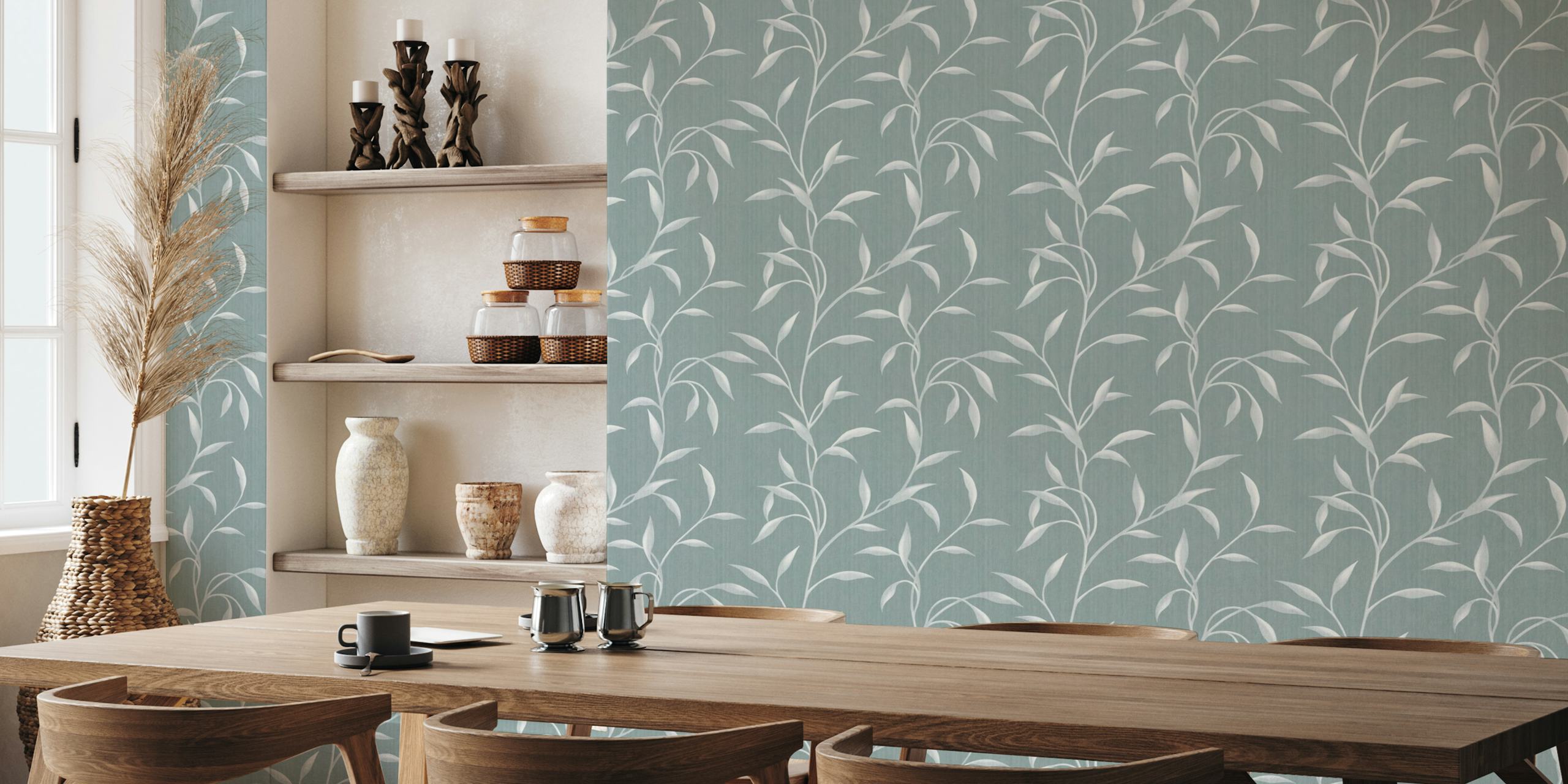Trailing Leaf Vine - Forest Green-tapet i ett rum