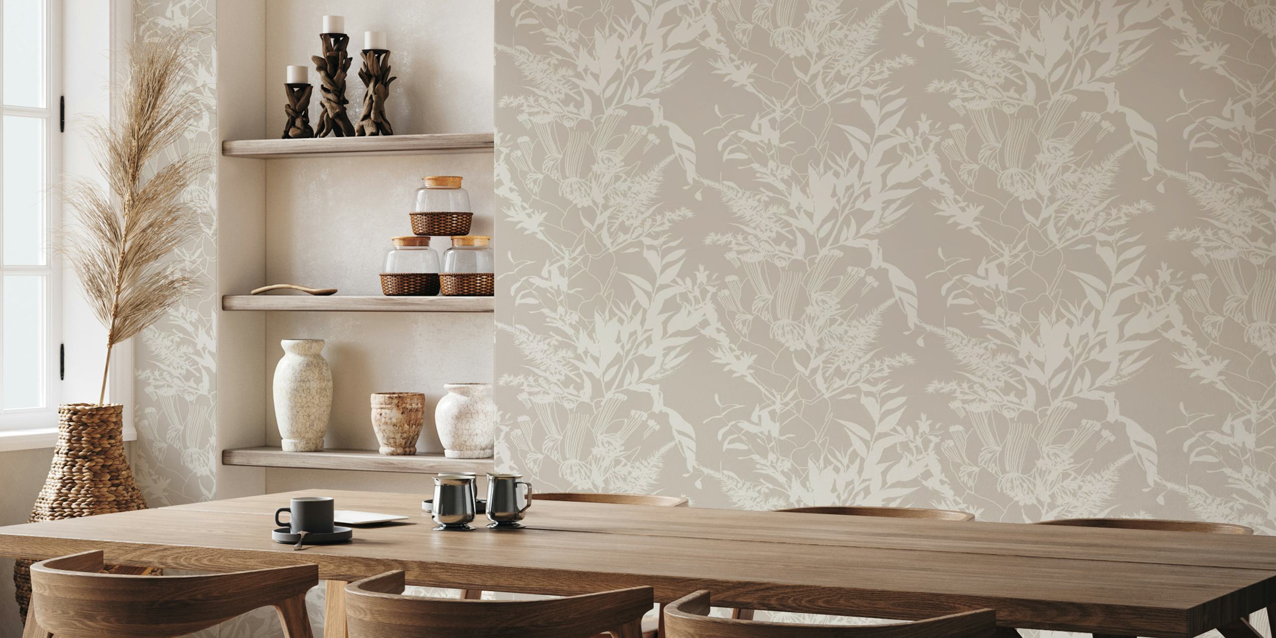 Ταπετσαρία Elegant Floral Silhouettes σε ένα δωμάτιο