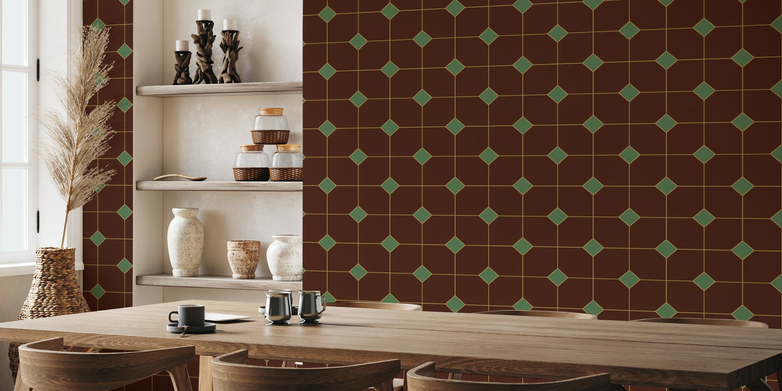 Geometric dots tile wallpaper i et rum