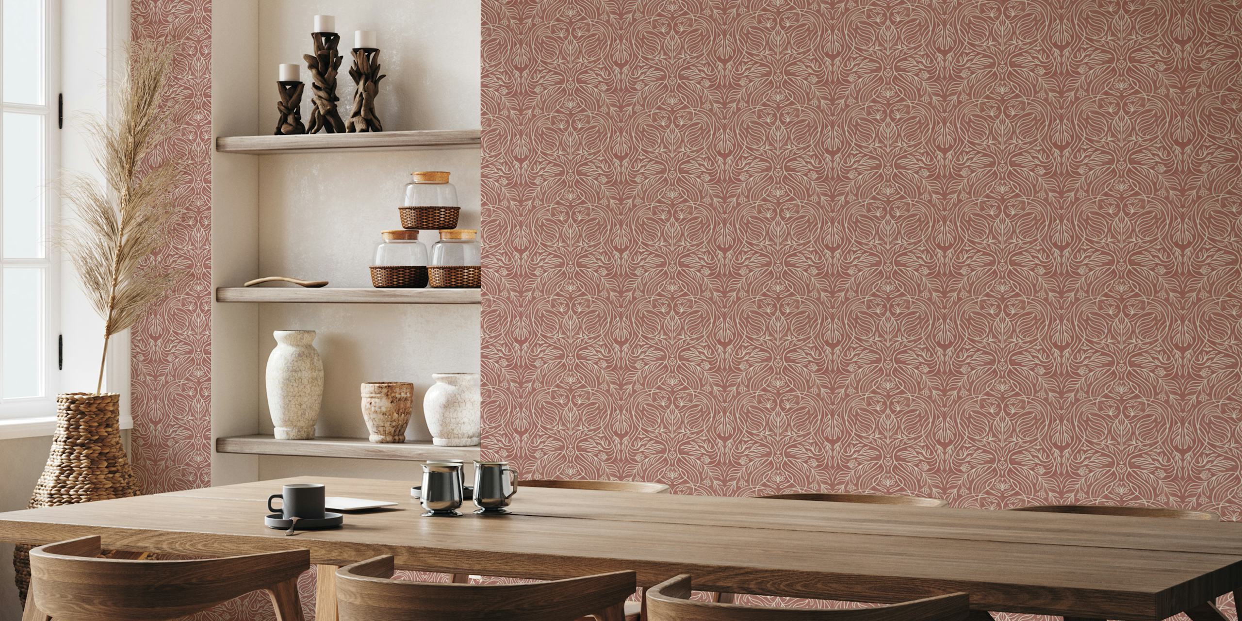 Ταπετσαρία Antique British Damask Floral στο δωμάτιο