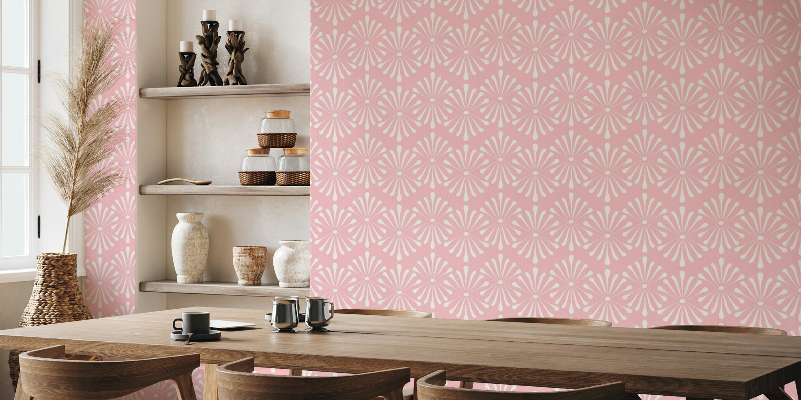 Abstract Floral Pastel Pink wallpaper pattern