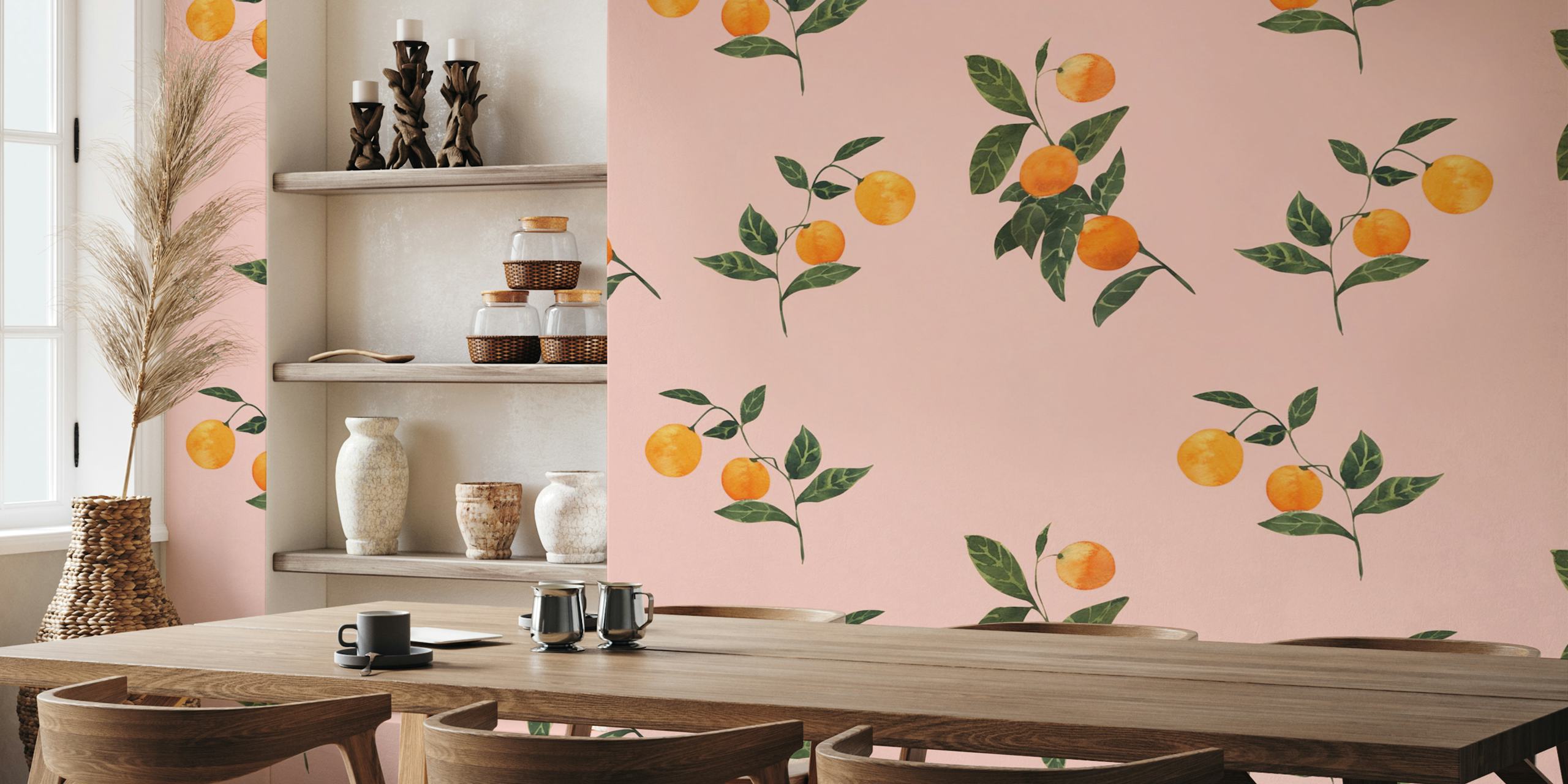 Tapeta Watercolor Oranges Pattern u sobi