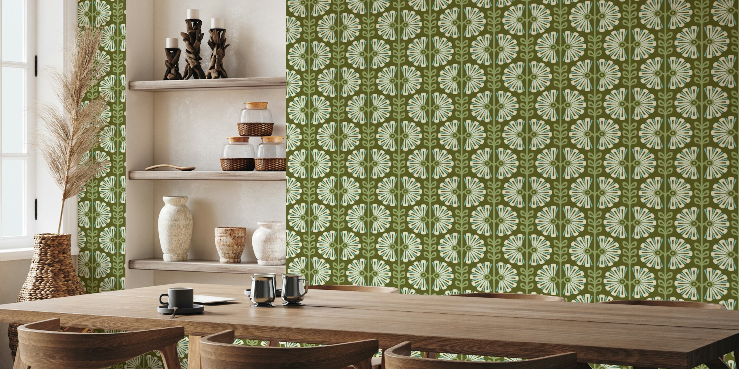 Vintage Bold Daisy Symphony wallpaper in a room