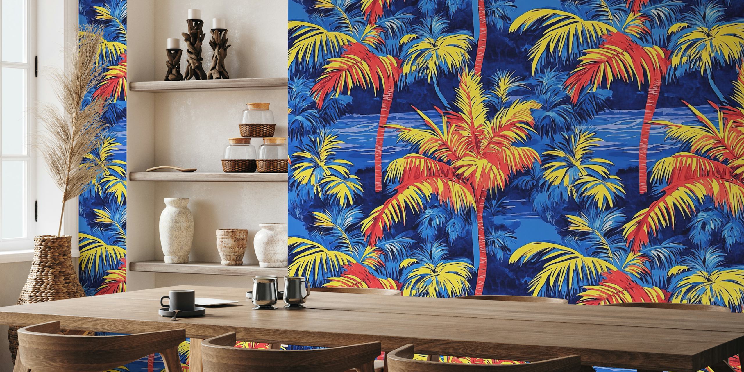 Blue-Red paradise tapetti huoneessa