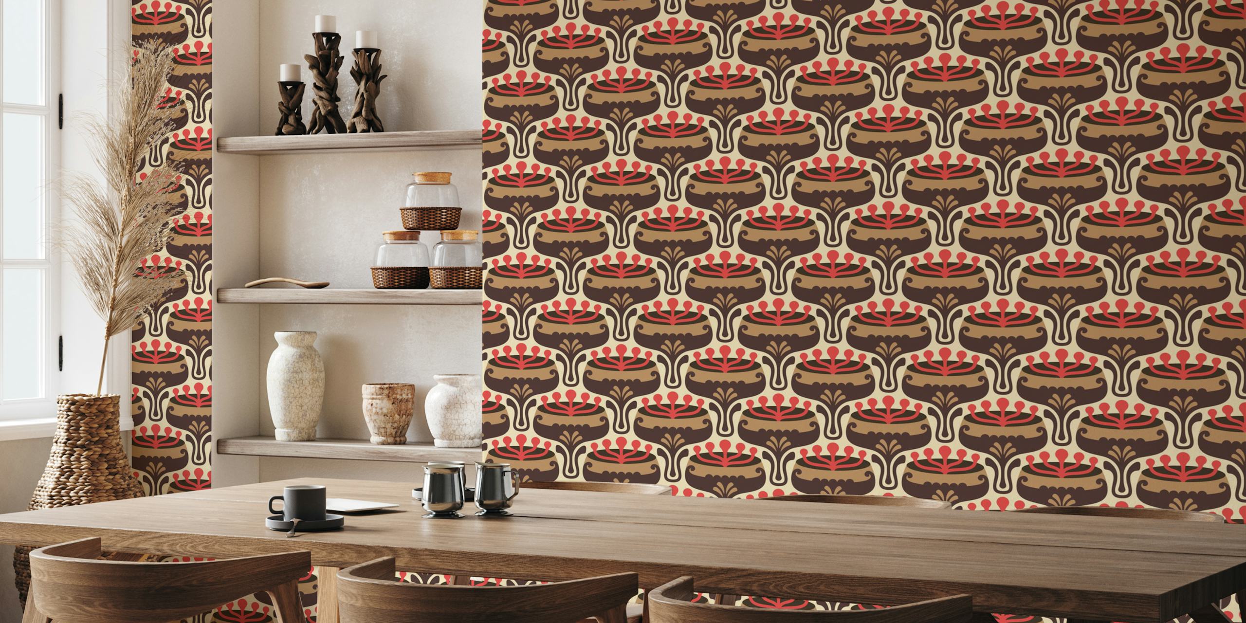 Elegant Retro Flourish in Brown - S in einem Raum