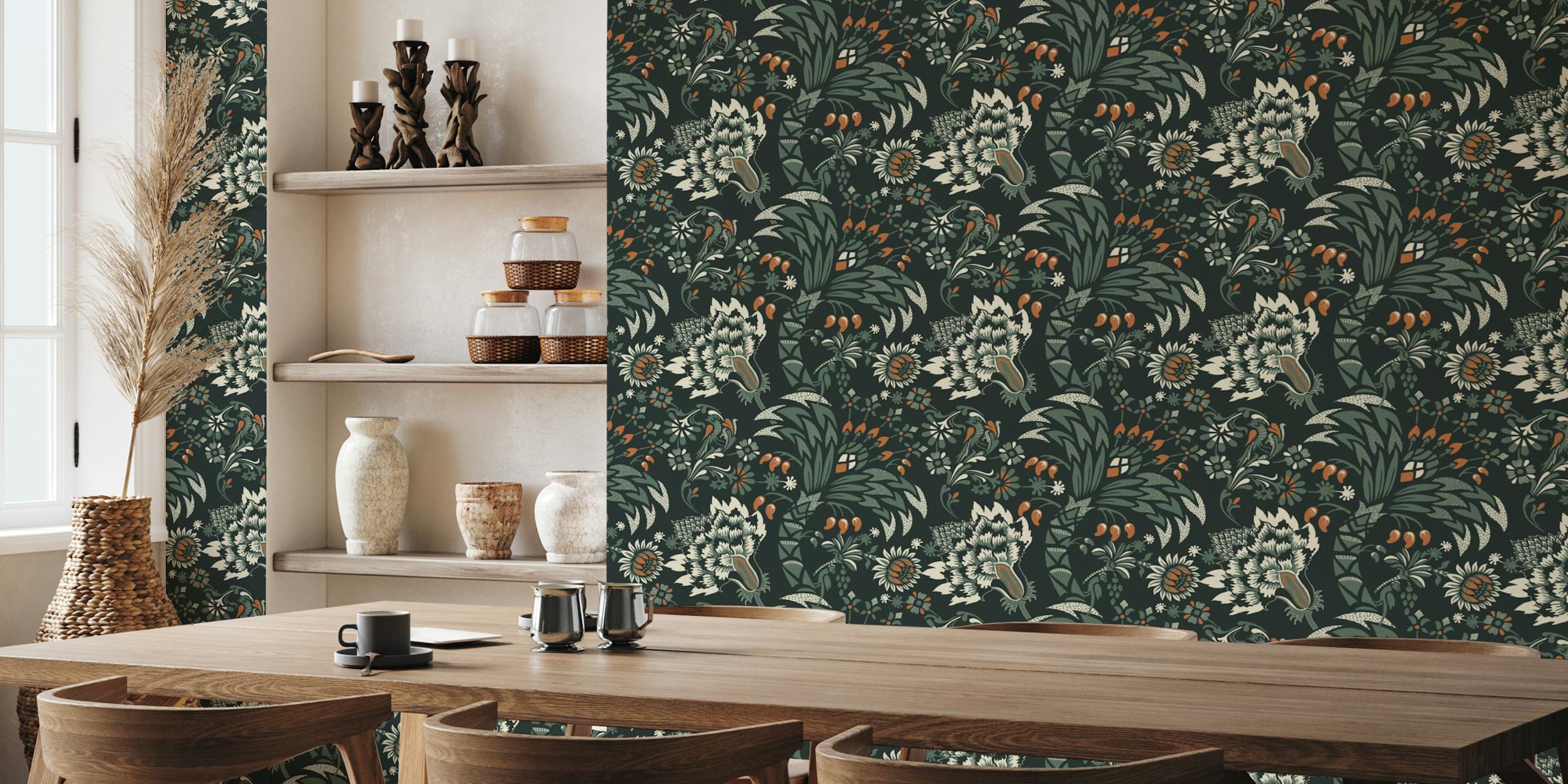 Night Garden Reverie pattern wallpaper in a room