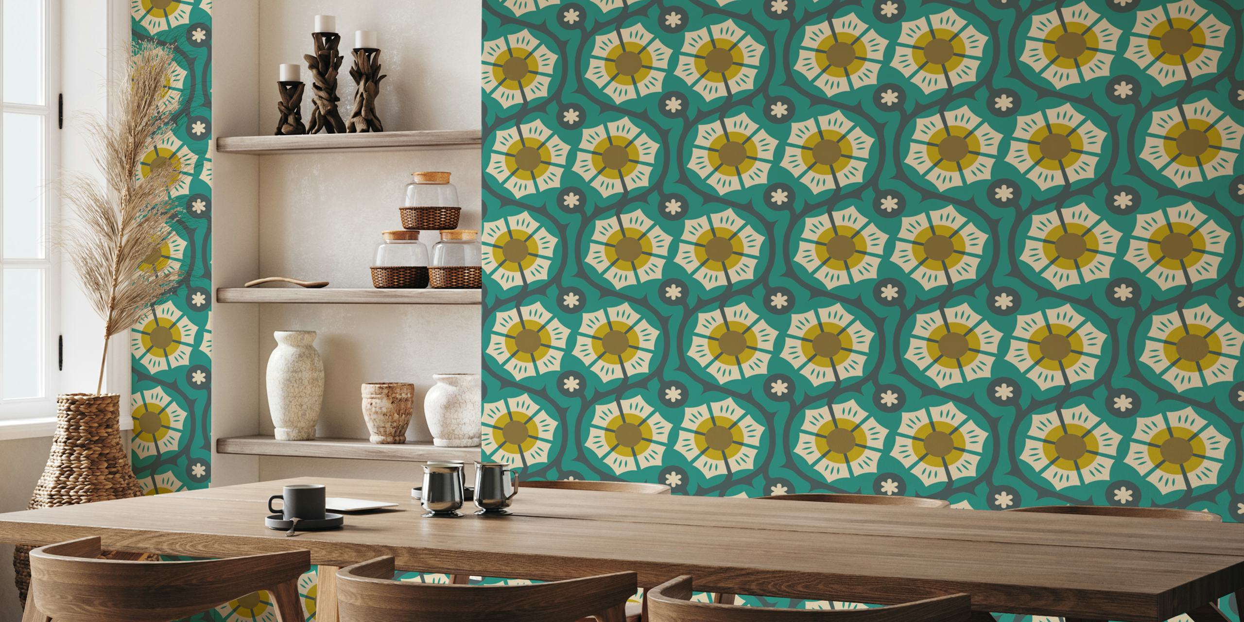 Bold Vintage Flora in Green σχέδιο ταπετσαρίας