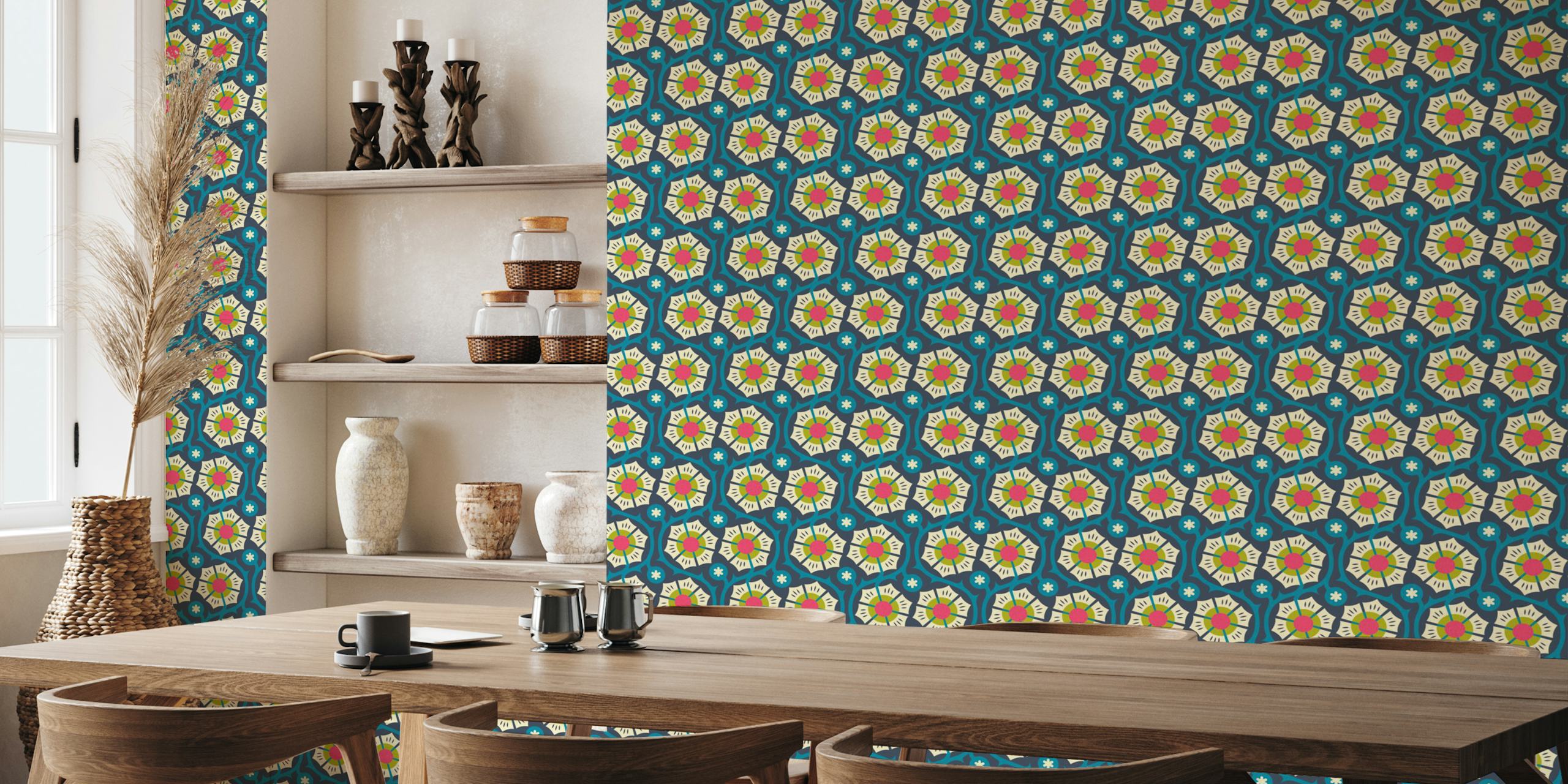 Bold Vintage Flora wallpaper v místnosti