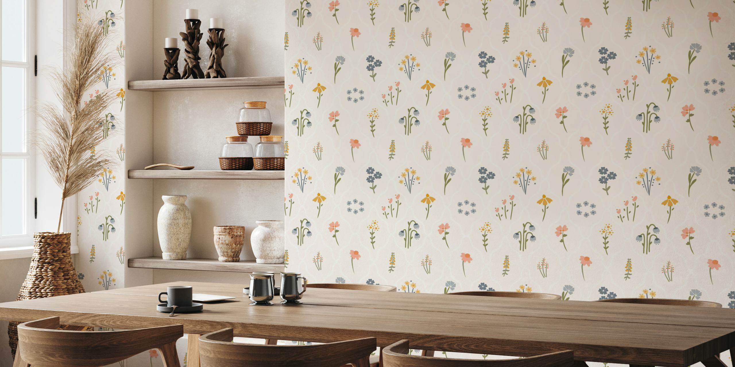 Ταπετσαρία Wildflower Patch Light σε ένα δωμάτιο