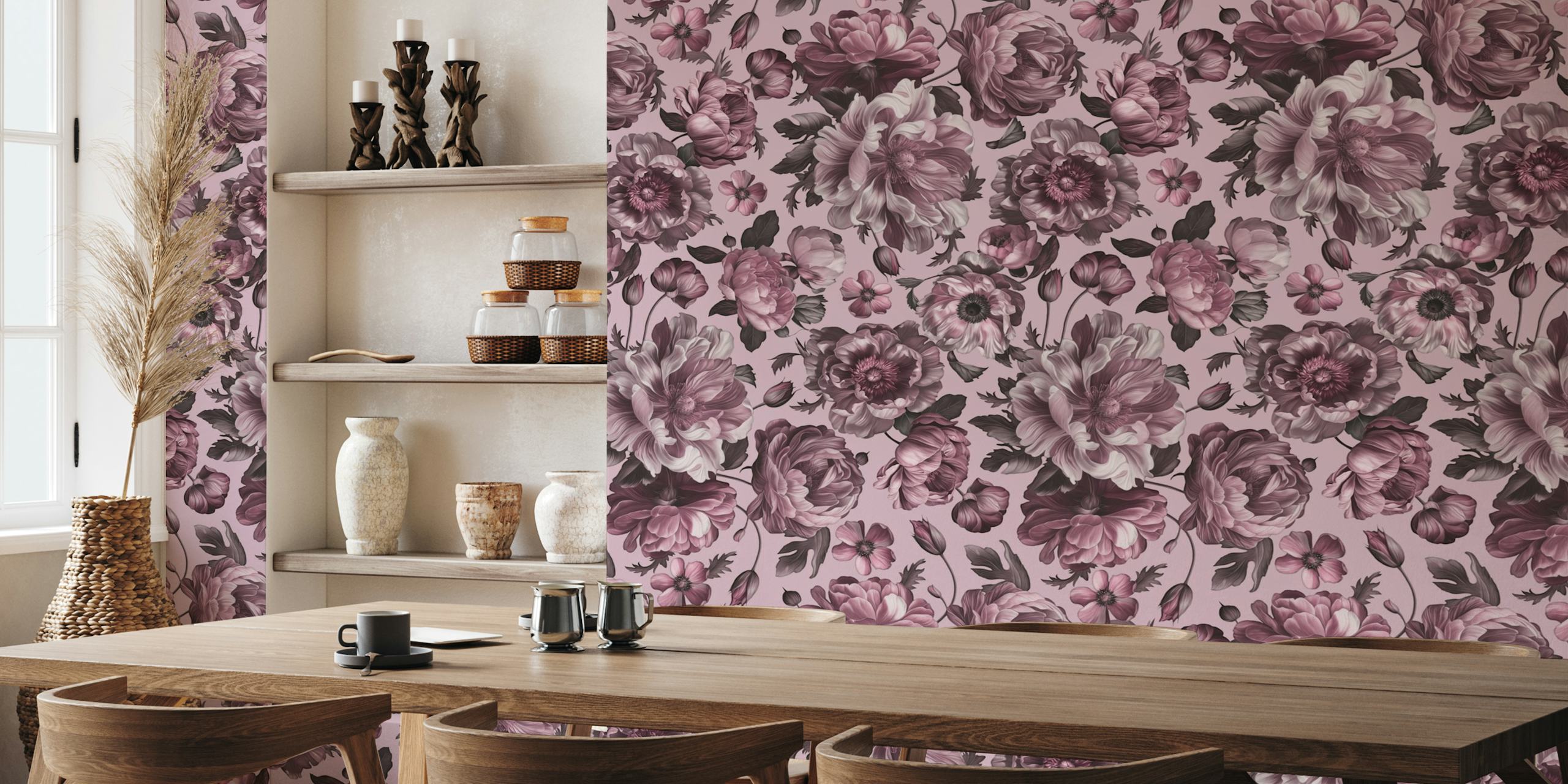 Bloemenbehang in een kameropstelling