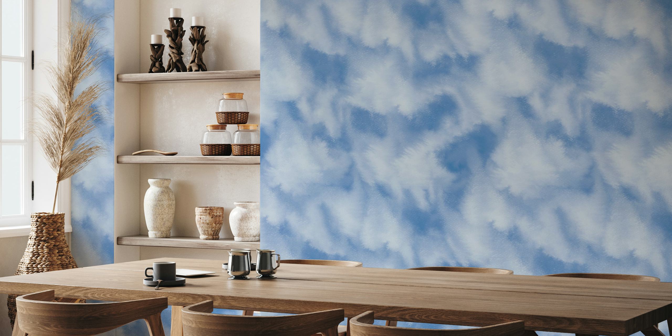 Tranquil blue hues wallpaper in a room