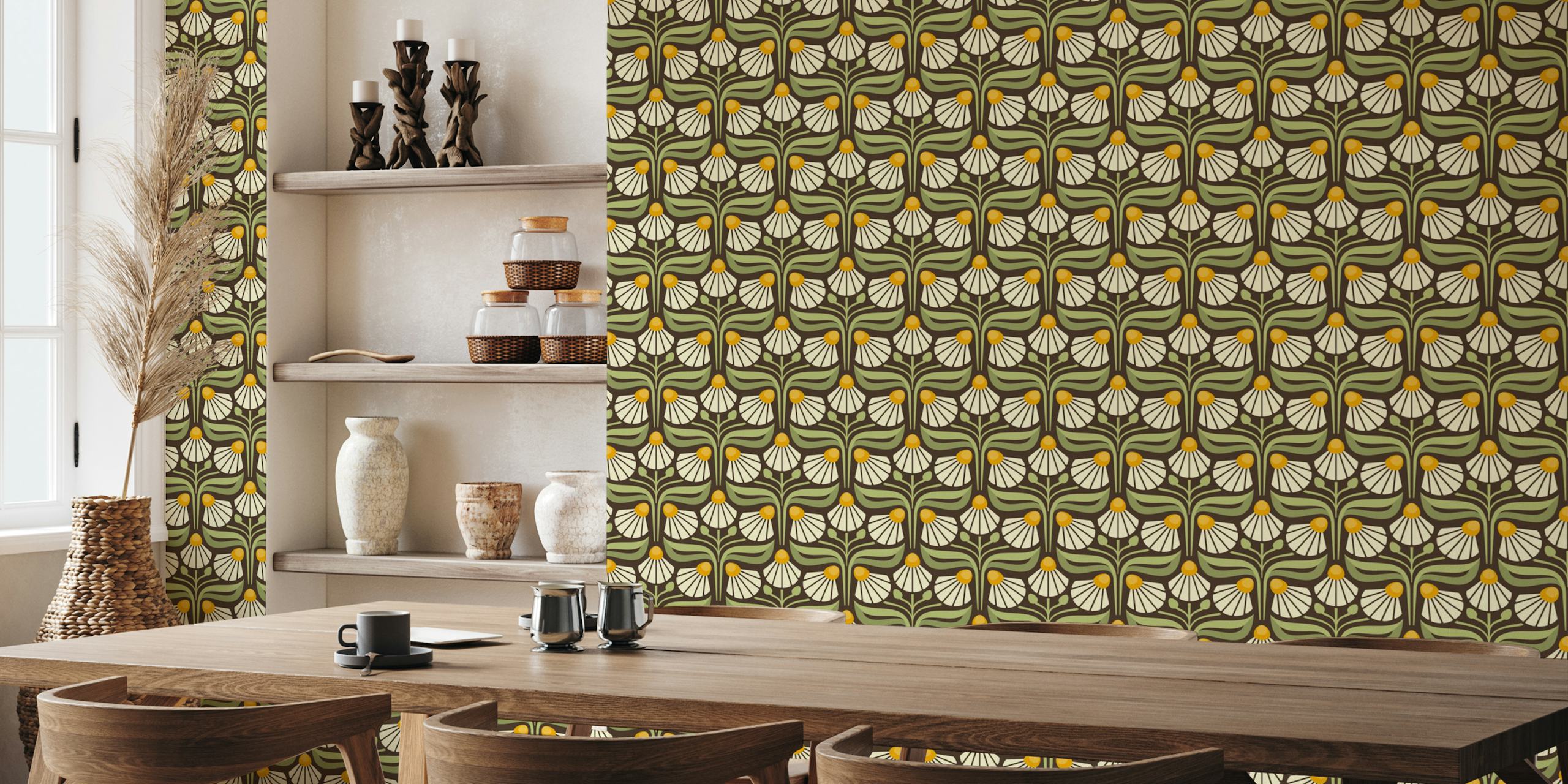 Majestic Vintage Blossoms wallpaper in een kamer