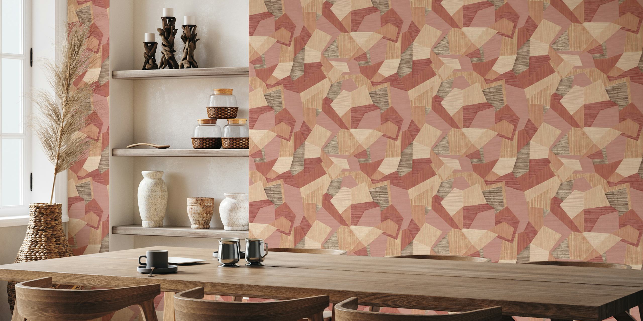 Papier peint Earthy Geometric Textures dans une pièce