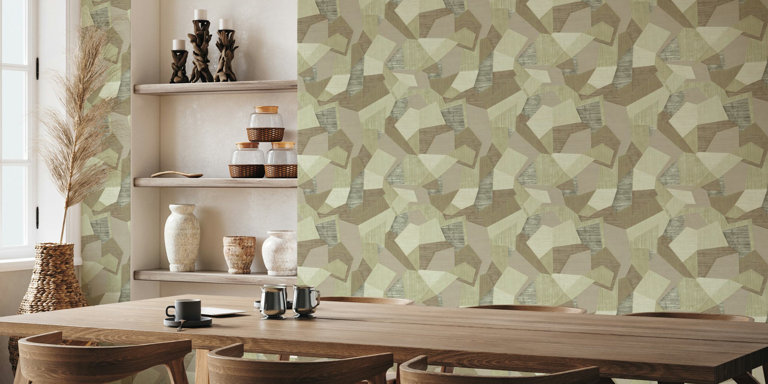 Soft Earth Geometric Textures tapet i et rom