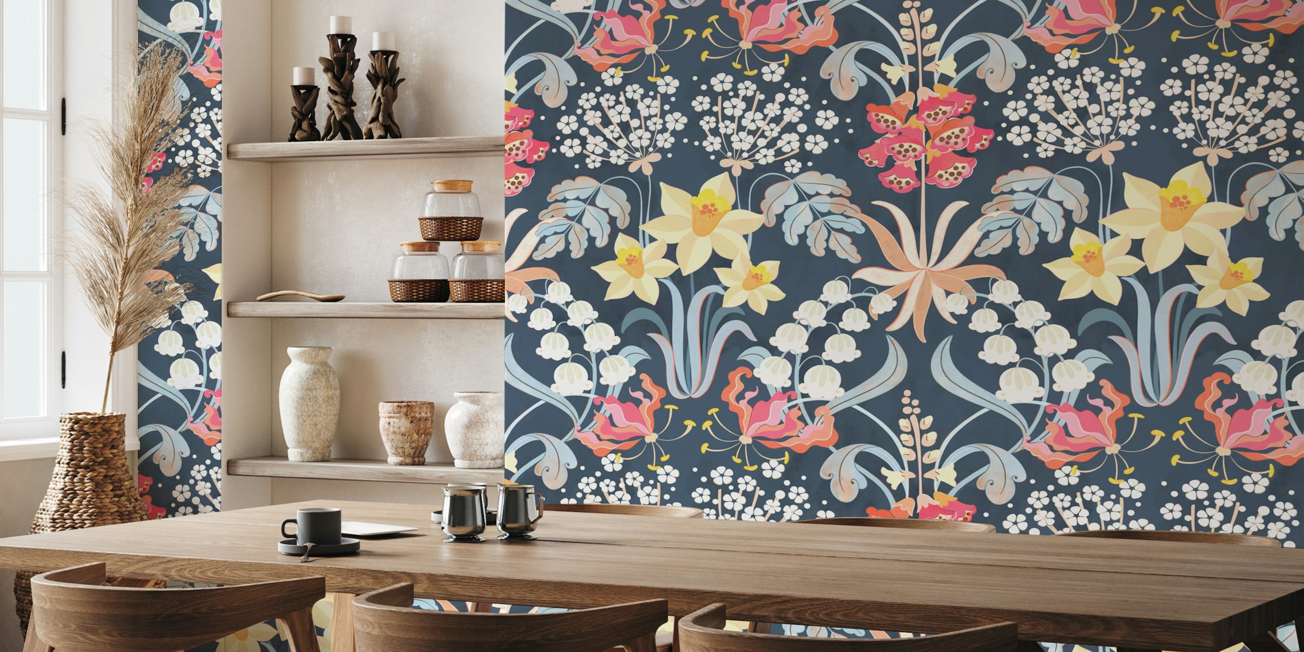 Flowers under the moonlight tapetdesign