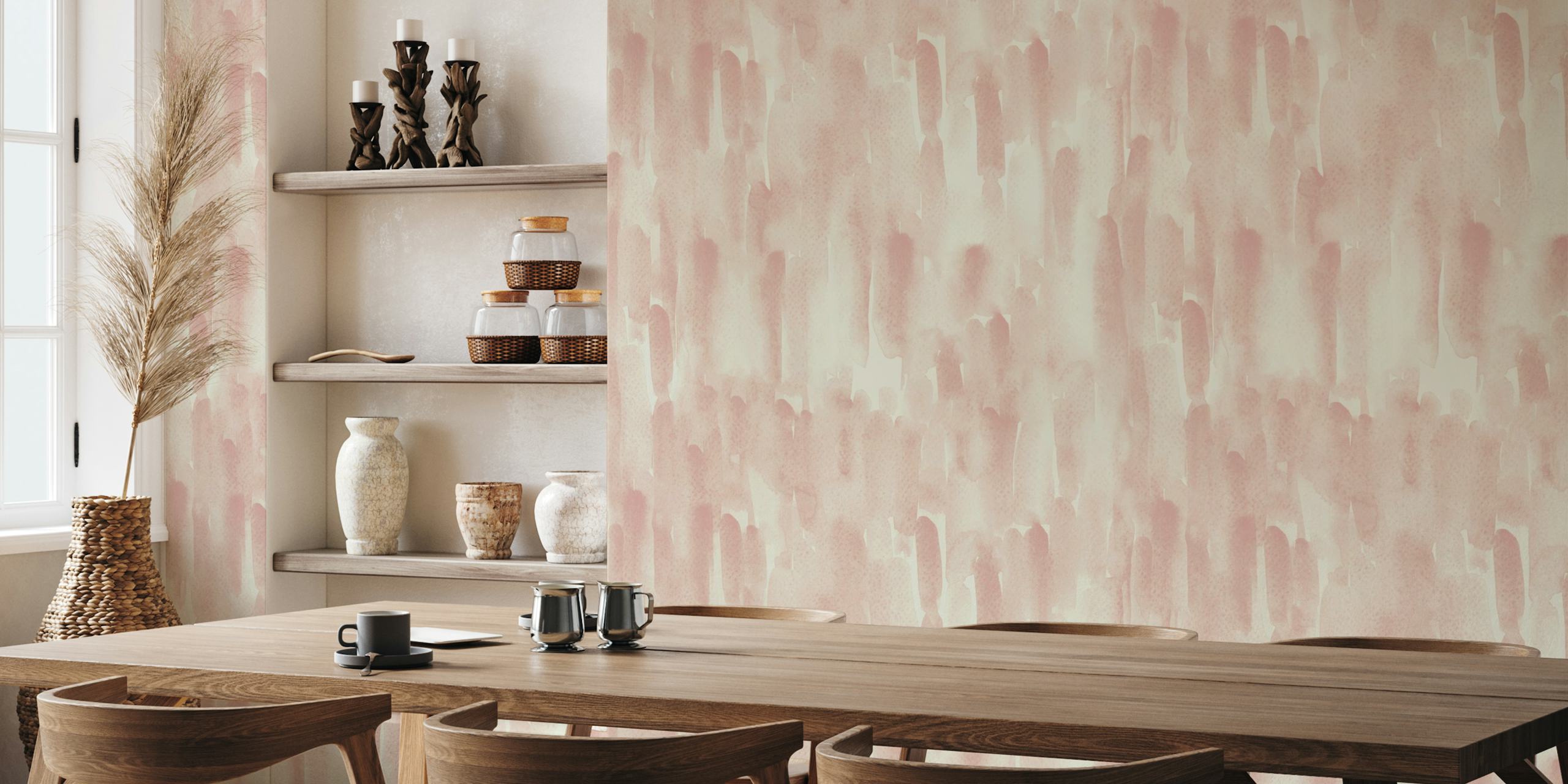 Pastel brushstroke wallpaper in a room