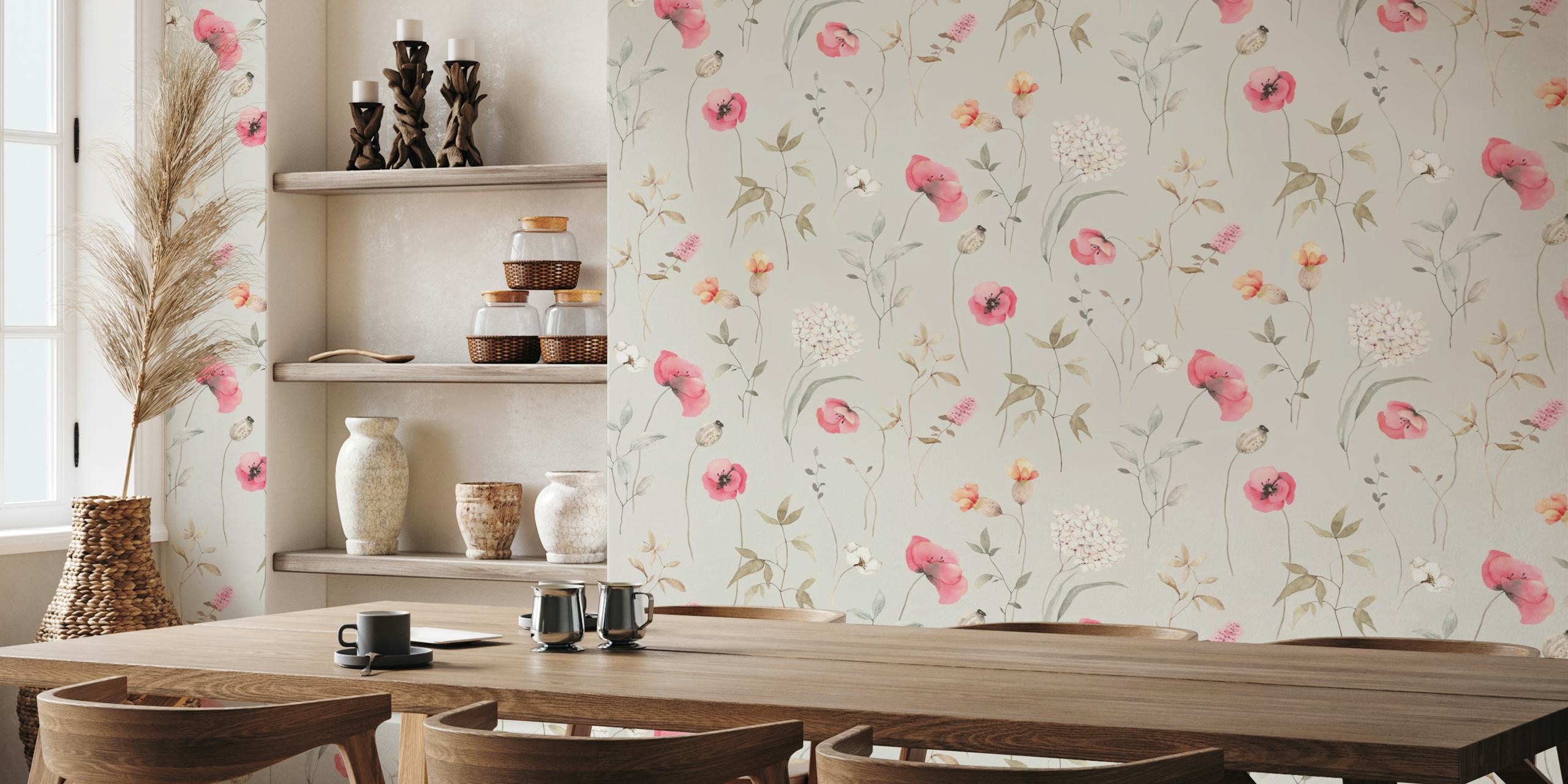 Romantic Poppy Serenade cvjetni tapet u sobi