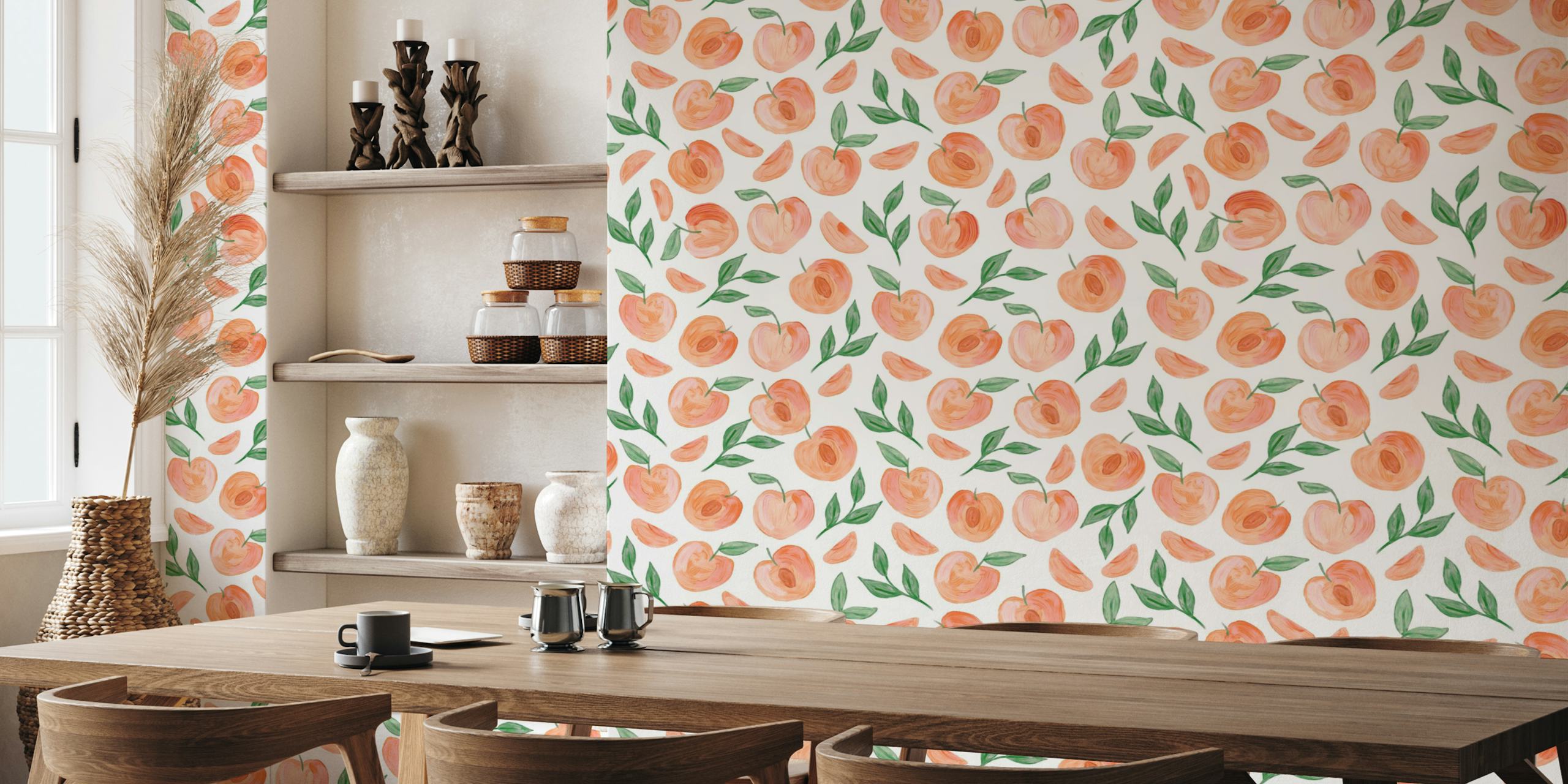 Tapeta z Pink Peaches on White