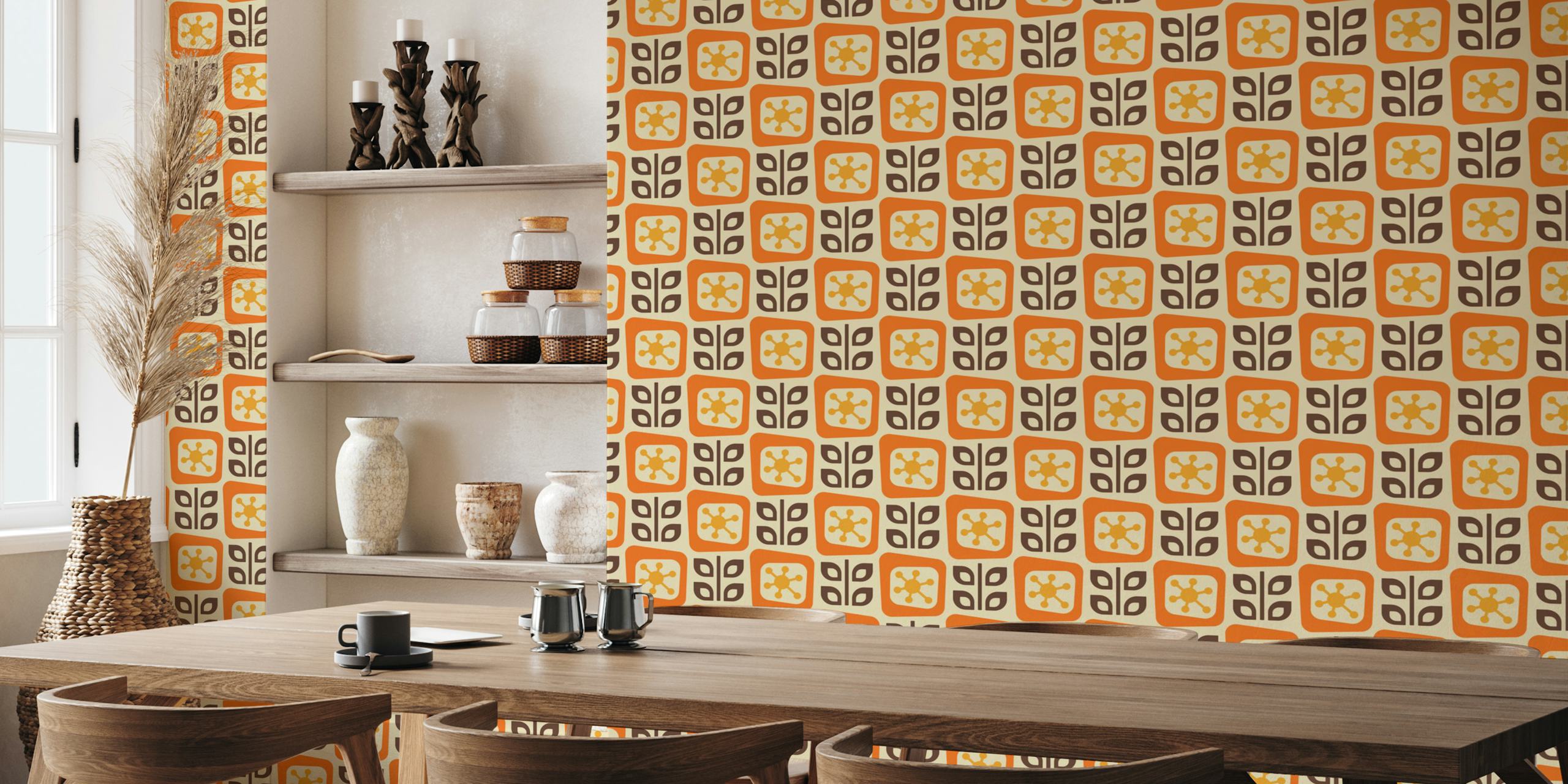 Organic Vintage Blocks wallpaper in a room