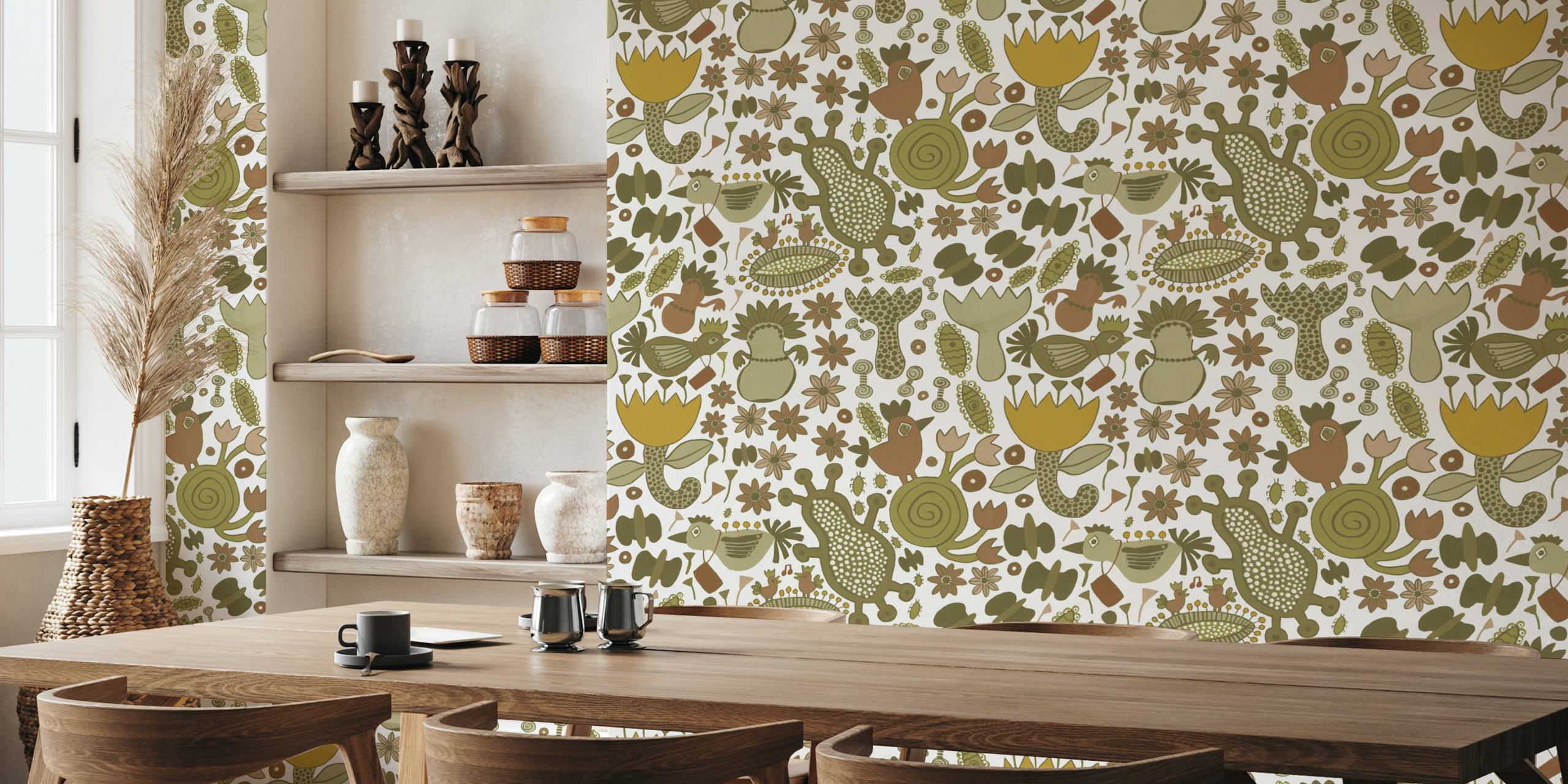 Design de papel de parede Elliot Nature Medium em um cômodo